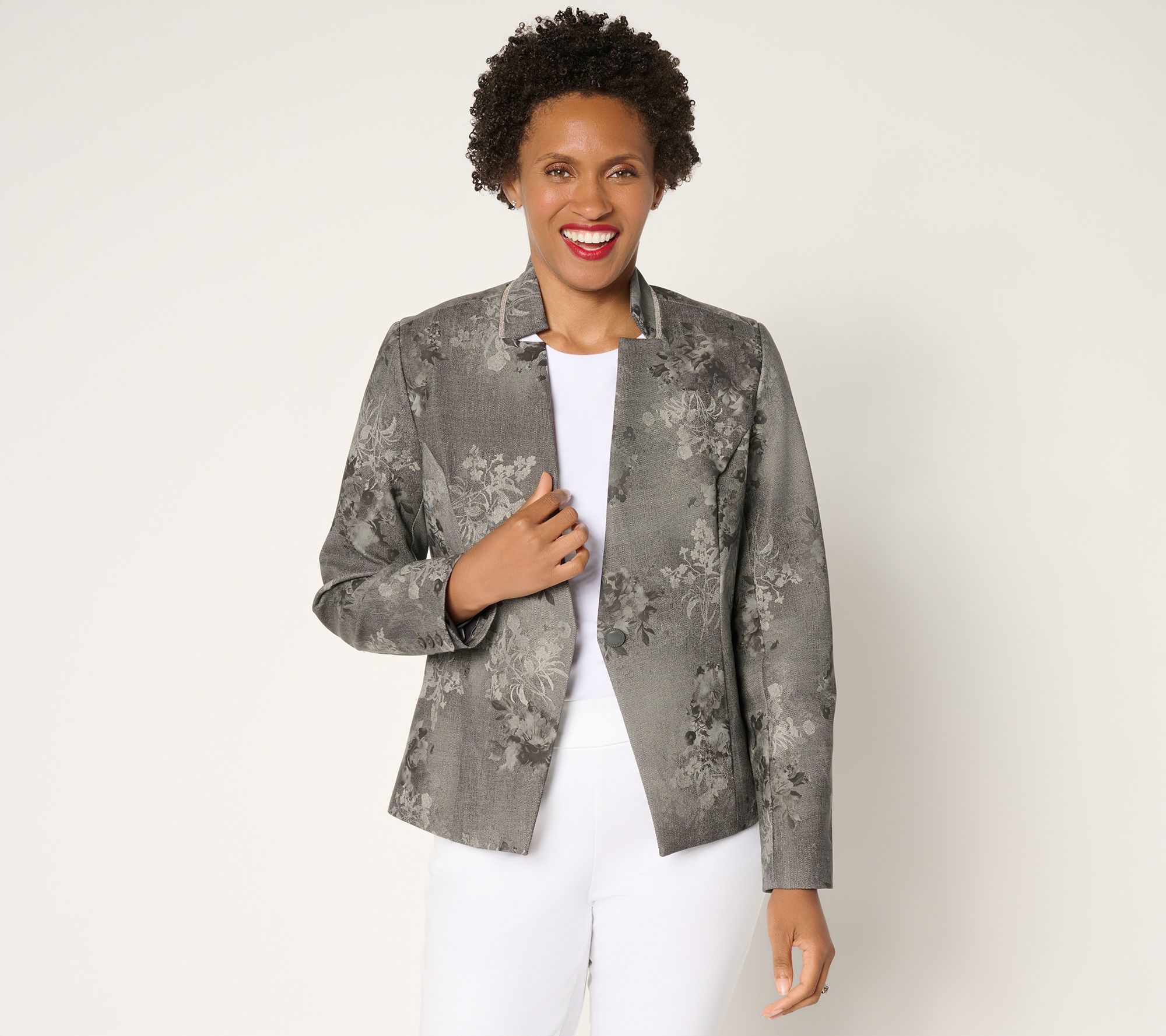 "As Is" Attitudes by Renee Printed Faux Leather Blazer