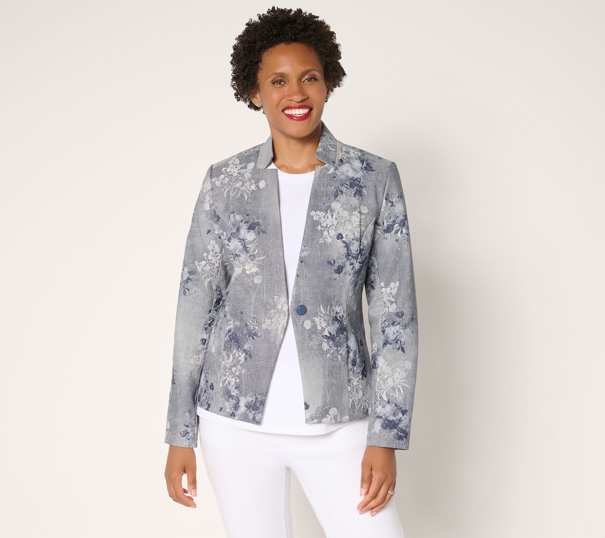 "As Is" Attitudes by Renee Printed Faux Leather Blazer