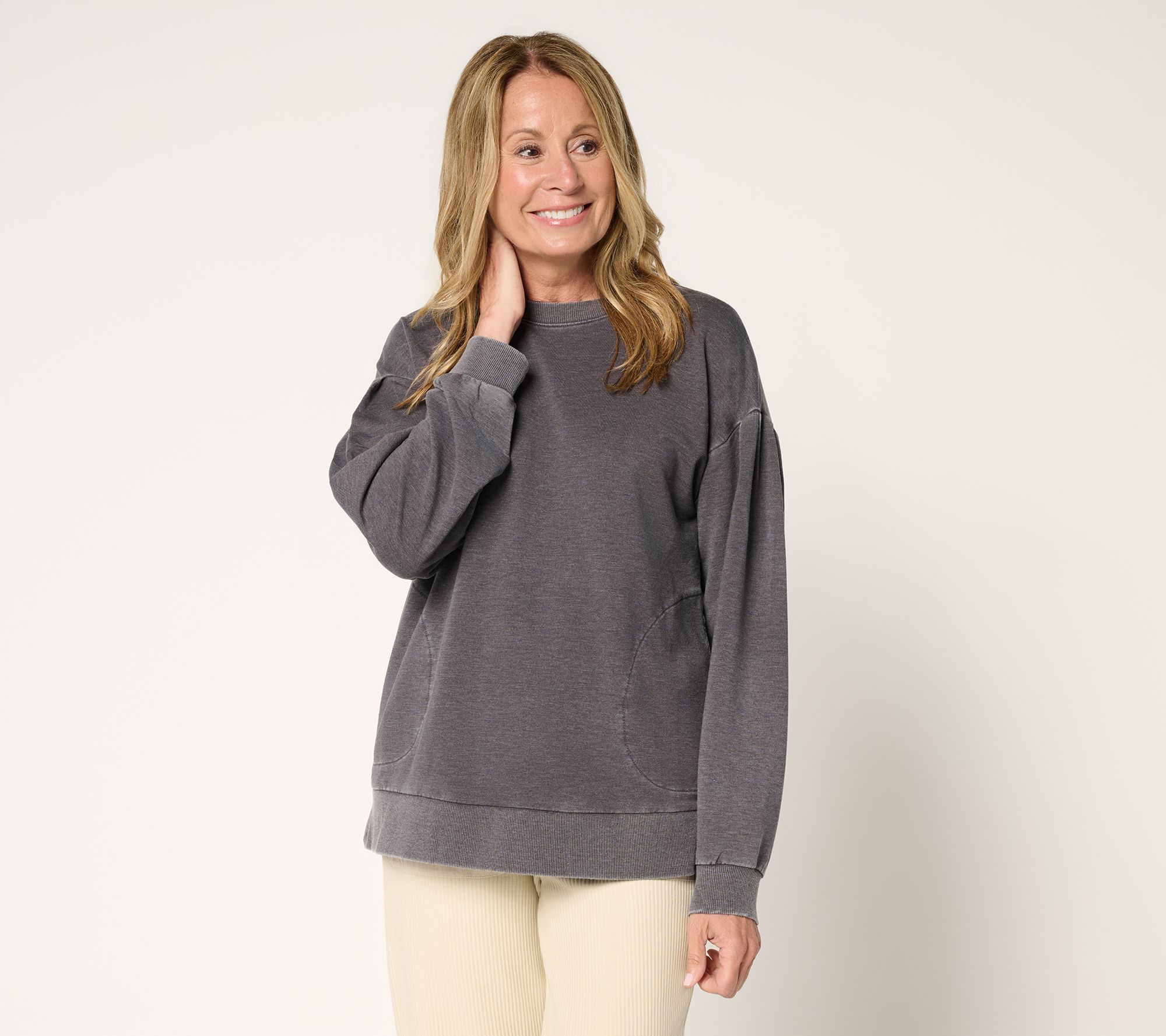 "As Is" LOGO by Lori Goldstein French Terry Pleat-Detail Sweatshirt