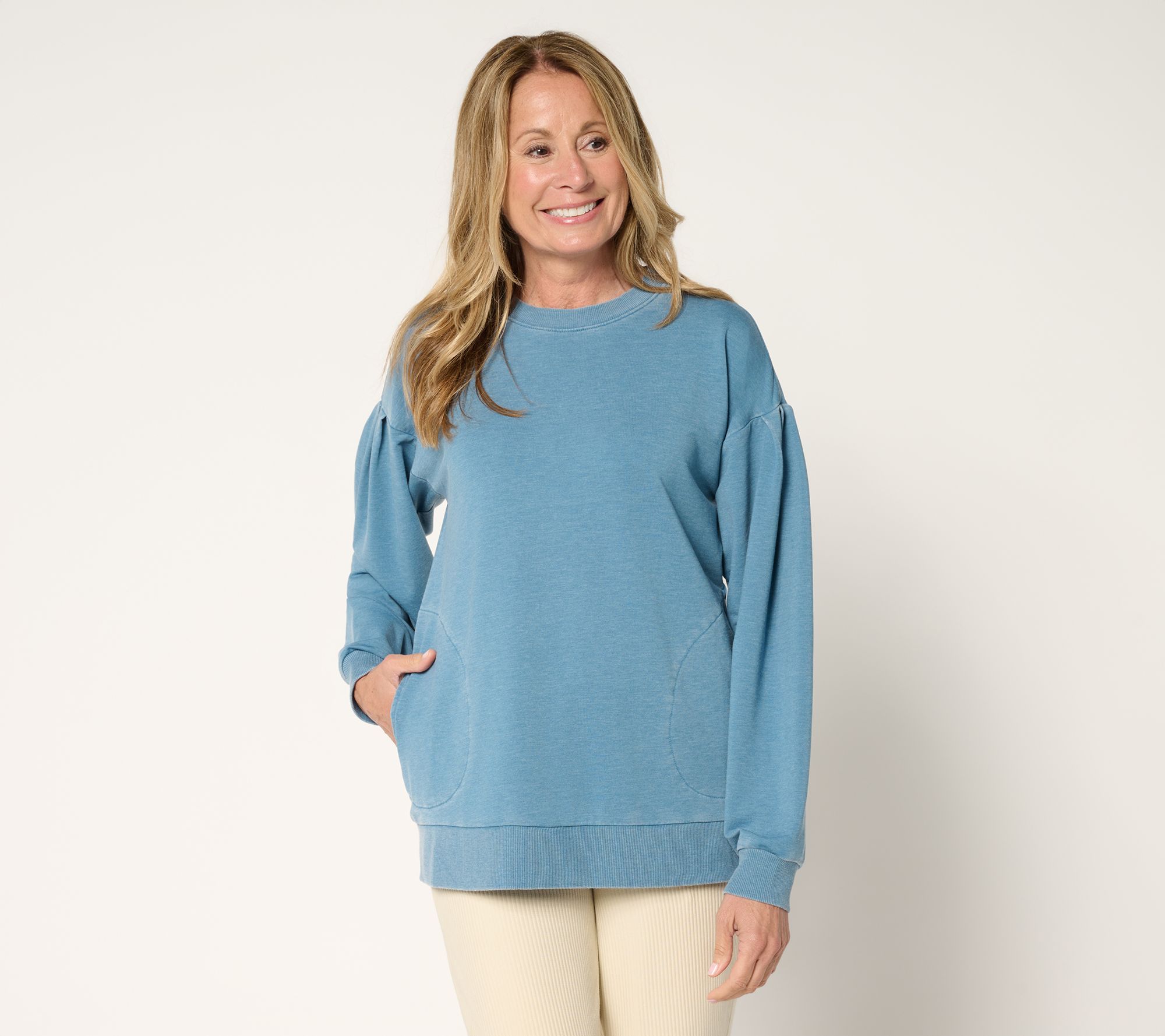 "As Is" LOGO by Lori Goldstein French Terry Pleat-Detail Sweatshirt