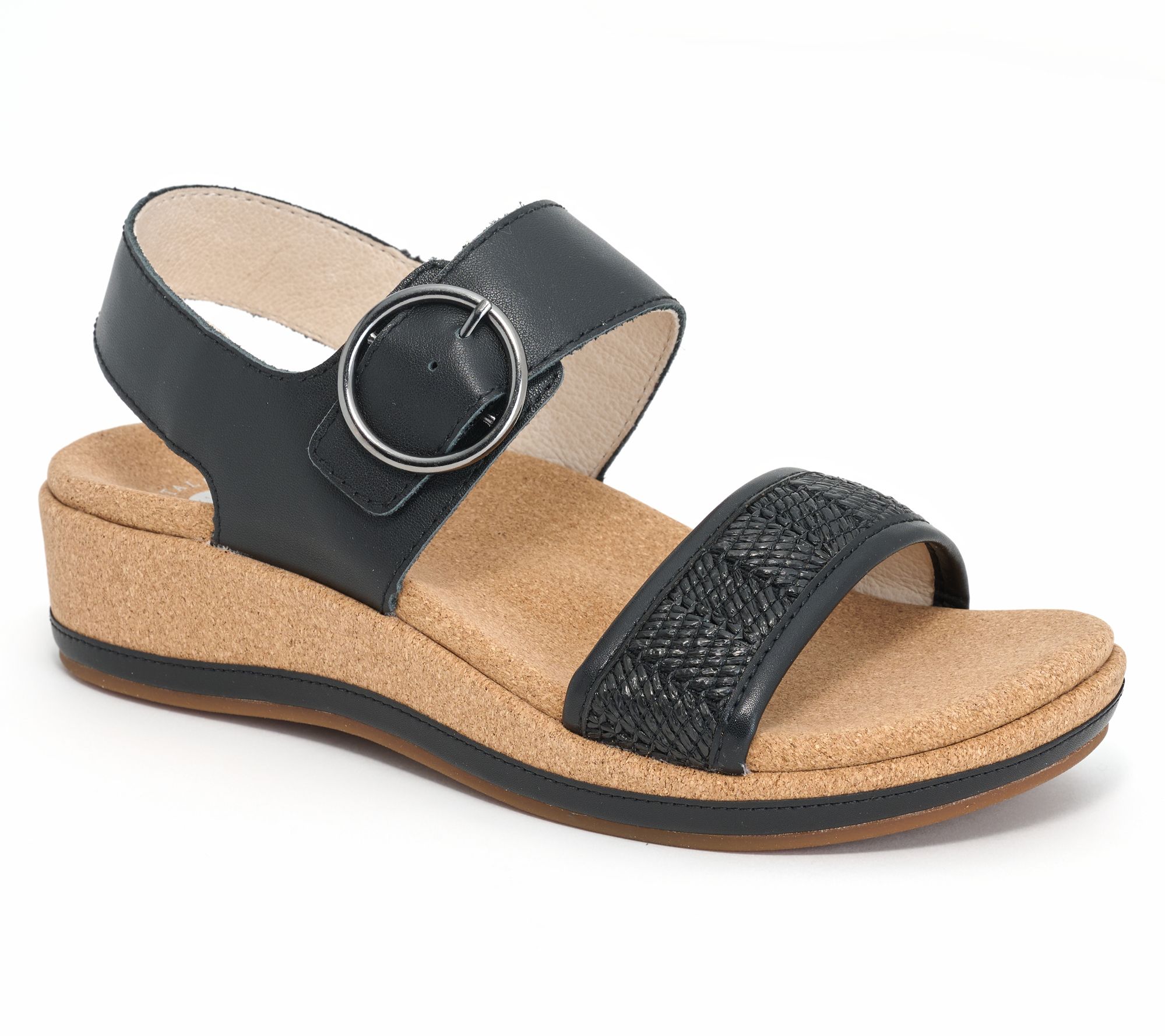 Revitalign Orthotic Raffia and Leather Wedges - Katherine