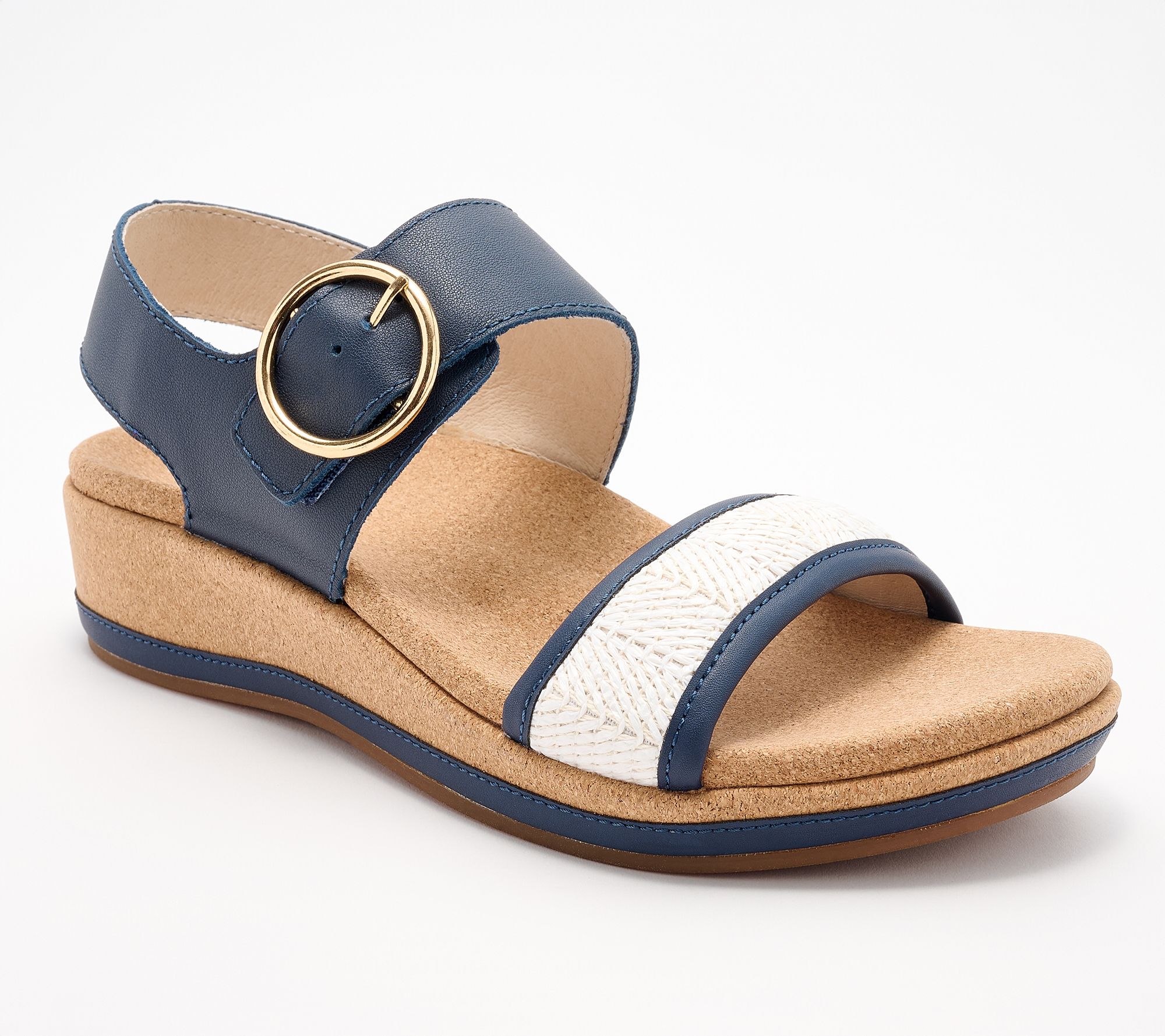 Revitalign Orthotic Raffia and Leather Wedges - Katherine