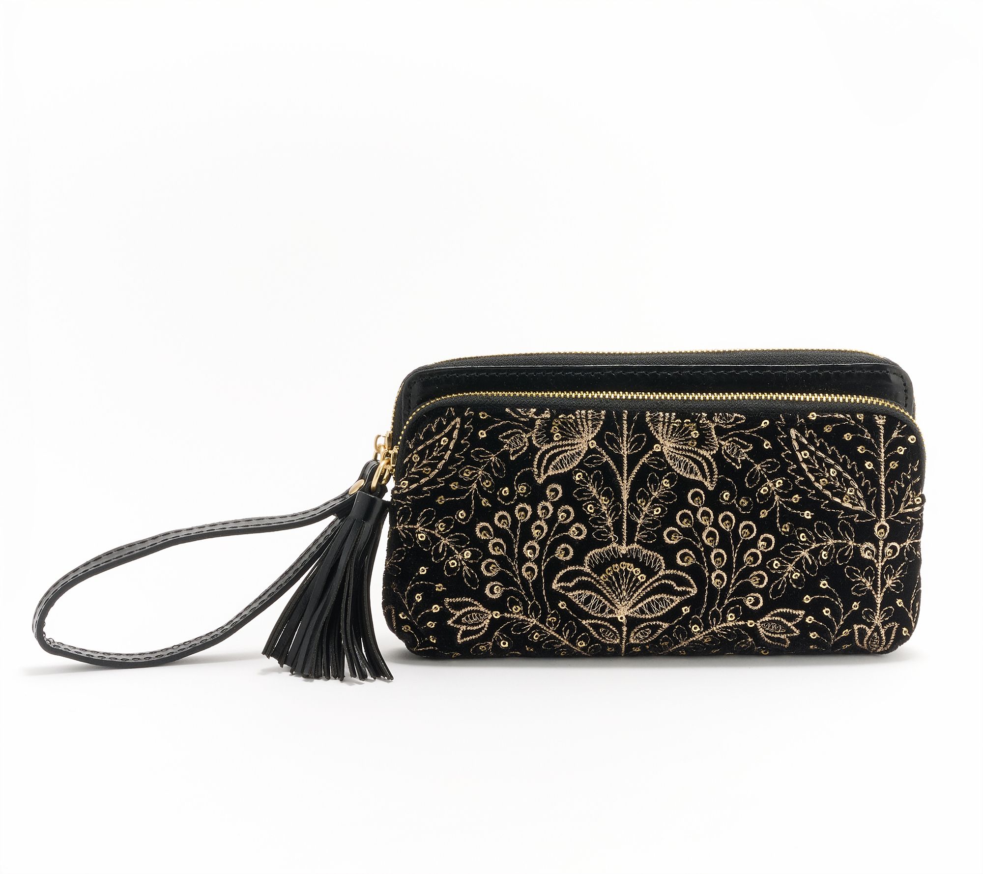 "As Is" Patricia Nash Titto Embellished Velvet Wristlet