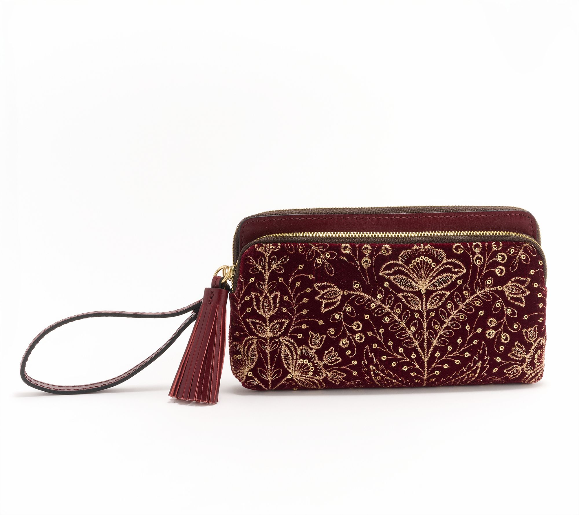 "As Is" Patricia Nash Titto Embellished Velvet Wristlet