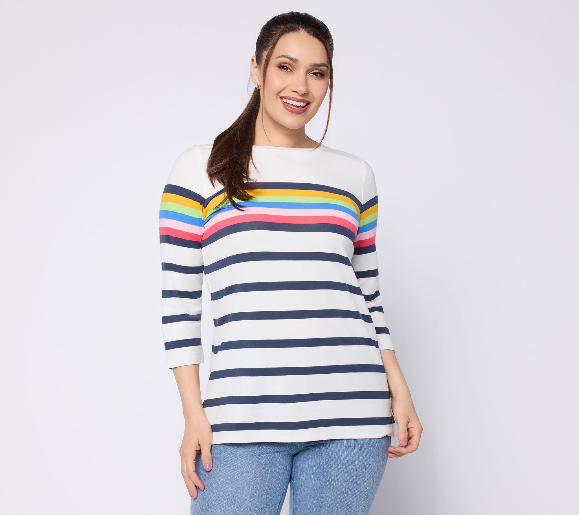 Liberty Belles by Kim Gravel TripleLuxe Knit Summer Splash Striped Top