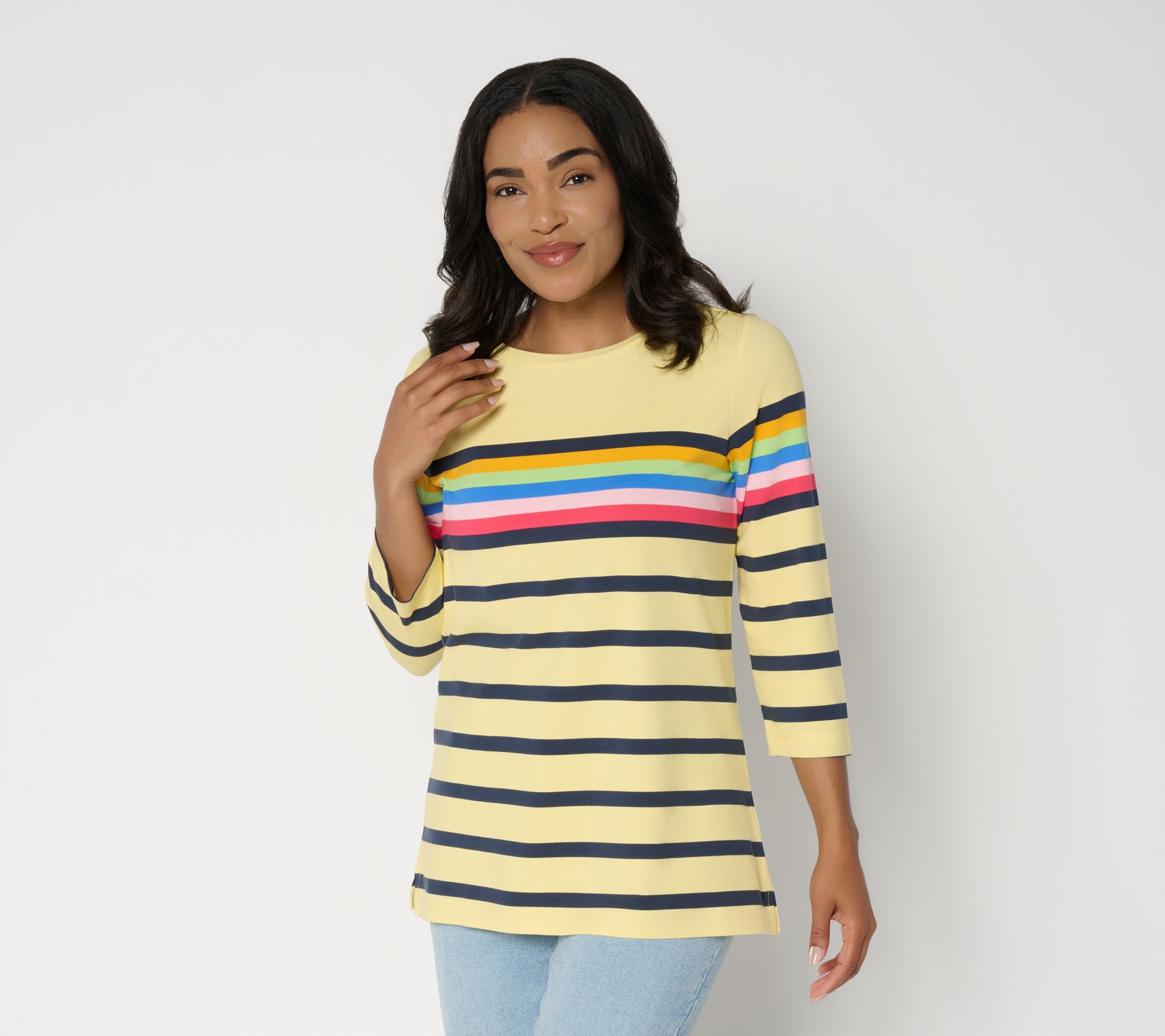 Liberty Belles by Kim Gravel TripleLuxe Knit Summer Splash Striped Top