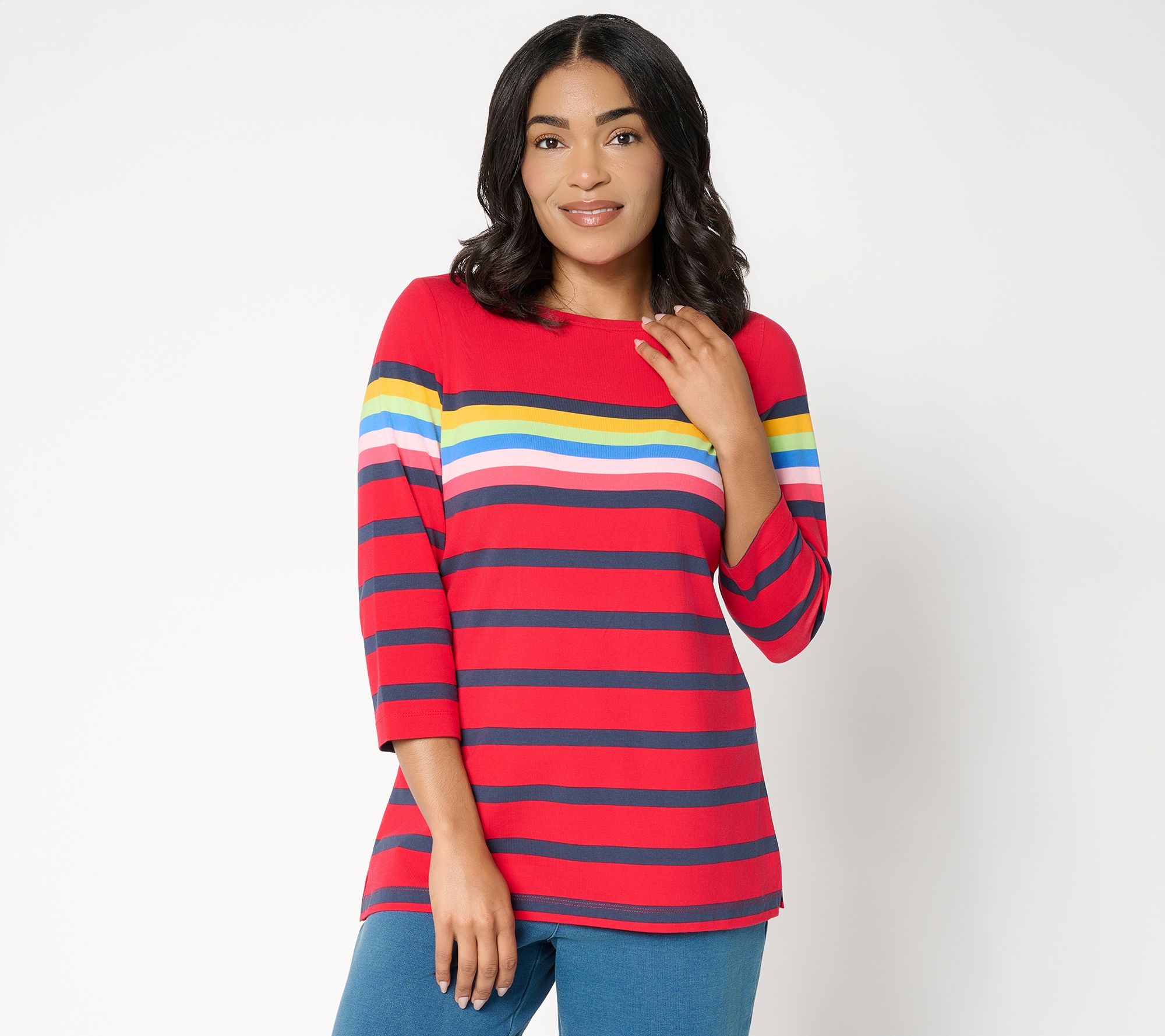 Liberty Belles by Kim Gravel TripleLuxe Knit Summer Splash Striped Top