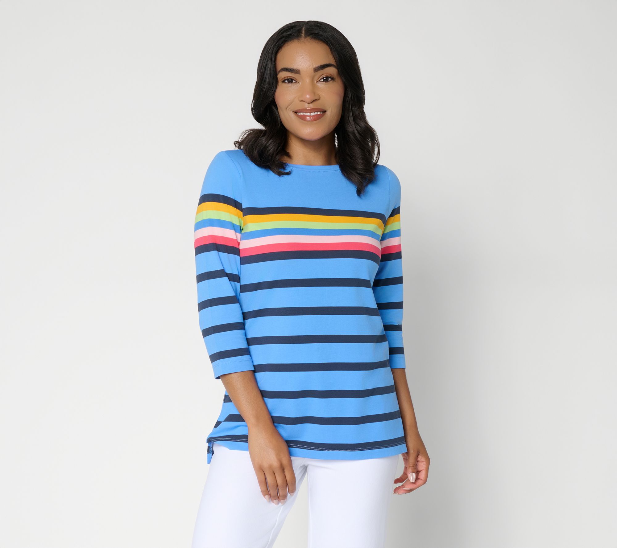 Liberty Belles by Kim Gravel TripleLuxe Knit Summer Splash Striped Top