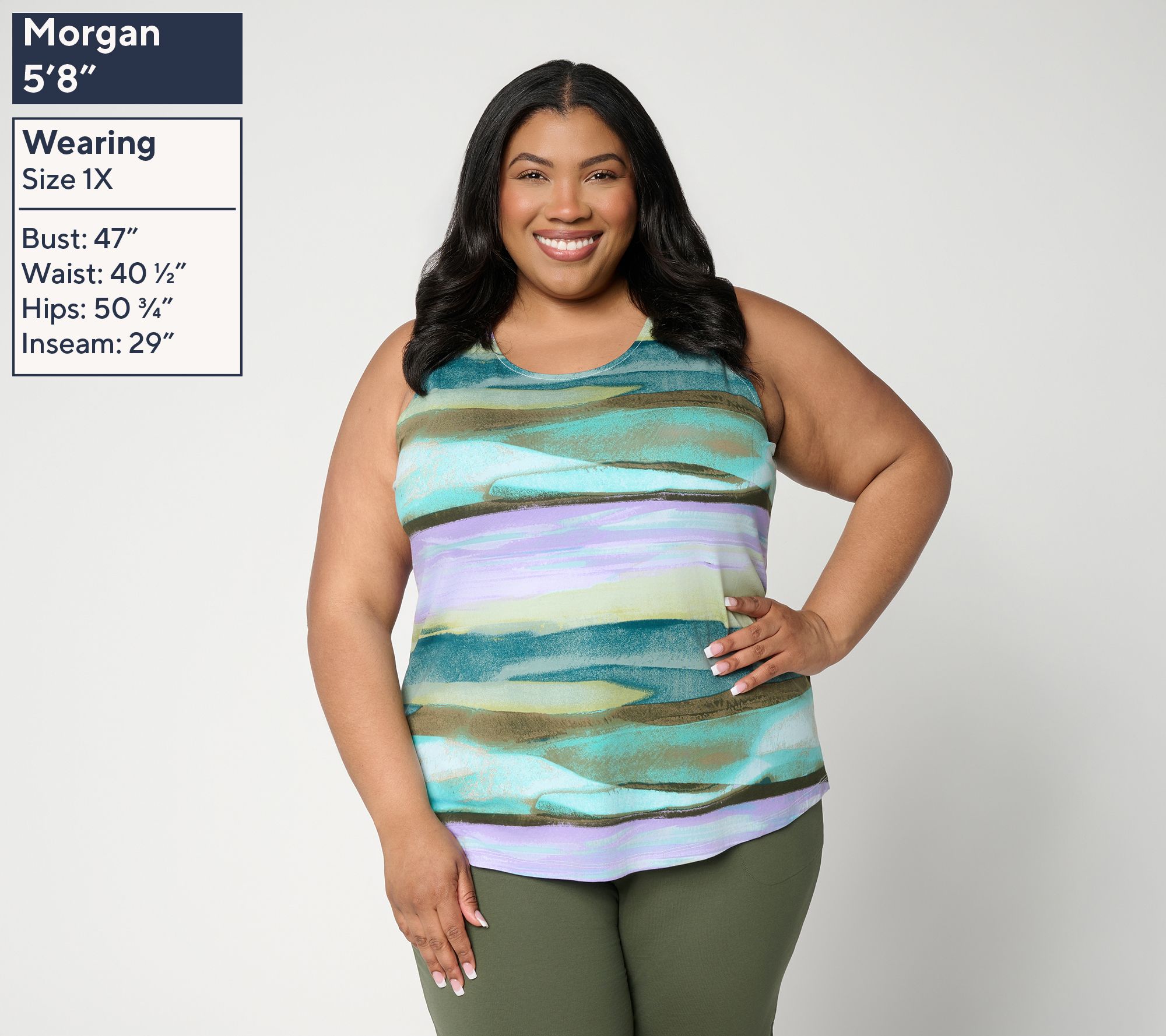 Denim & Co. Printed Favorite Jersey Scoop Neck Tank Top - QVC.com