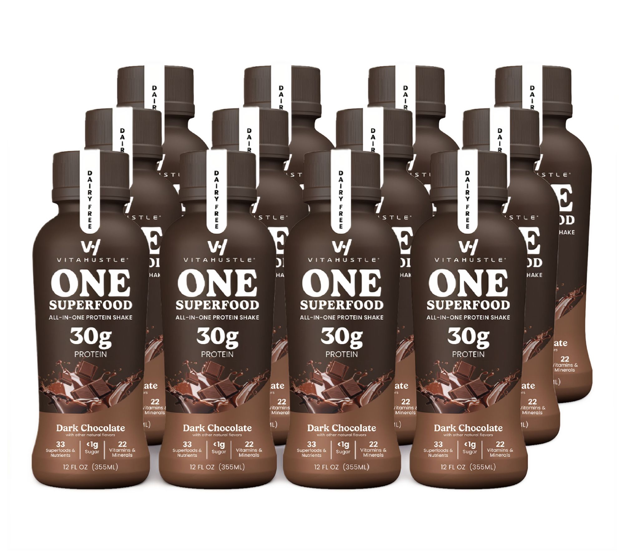 VitaHustle ONE Superfood Ready to Drink 30g Protein Shakes 12-Pack