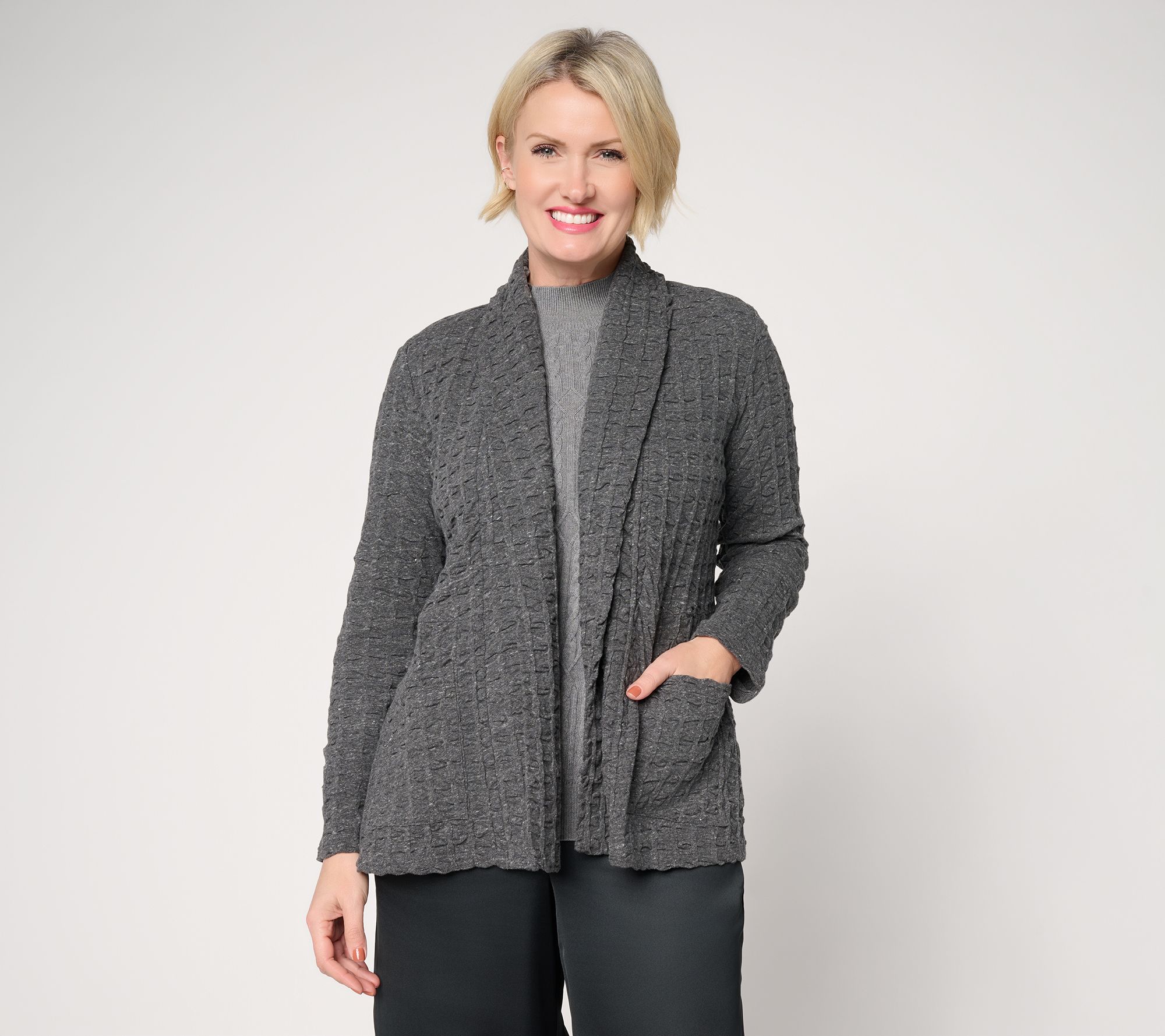 "As Is" Attitudes by Renee Textured Knit Open Front Cardigan