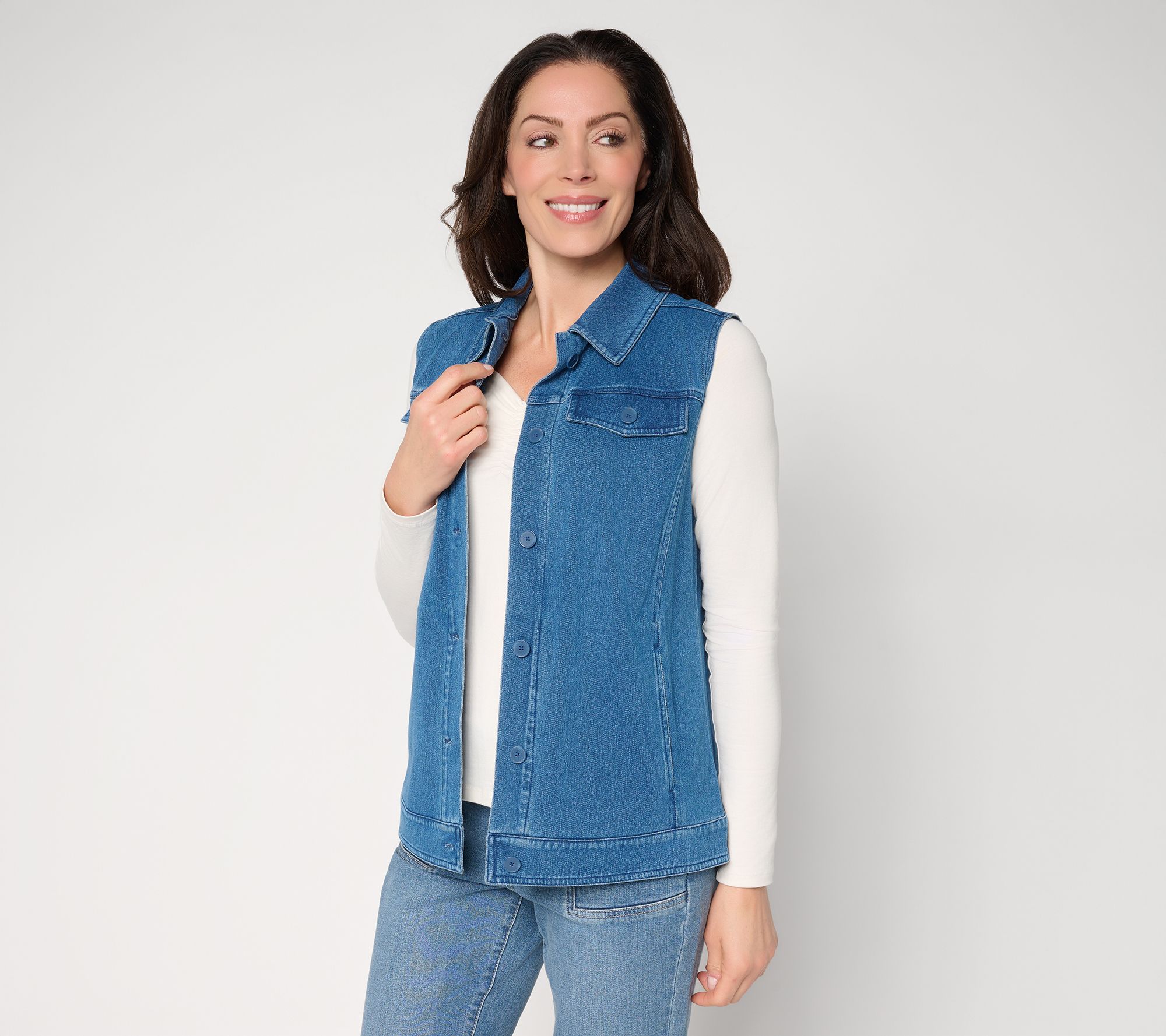 "As Is" Denim & Co. Comfy Knit Air Indigo or Color Vest