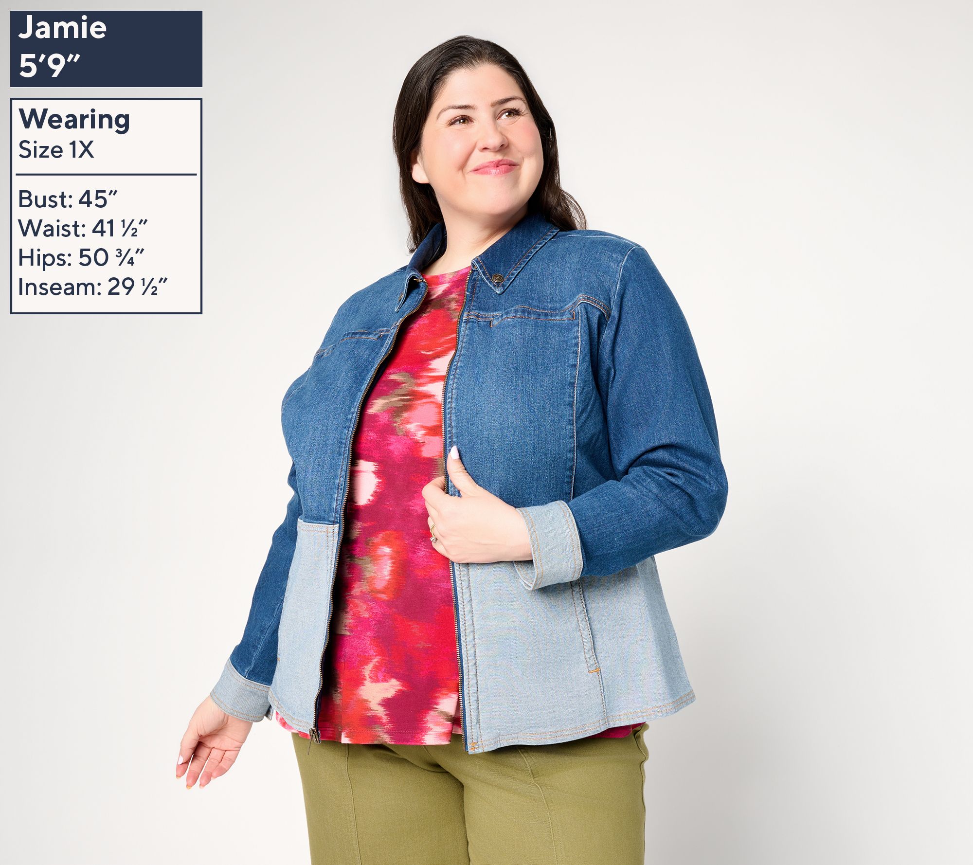 LOGO by Lori Goldstein Reverse Patchwork Denim Jacket | QVC