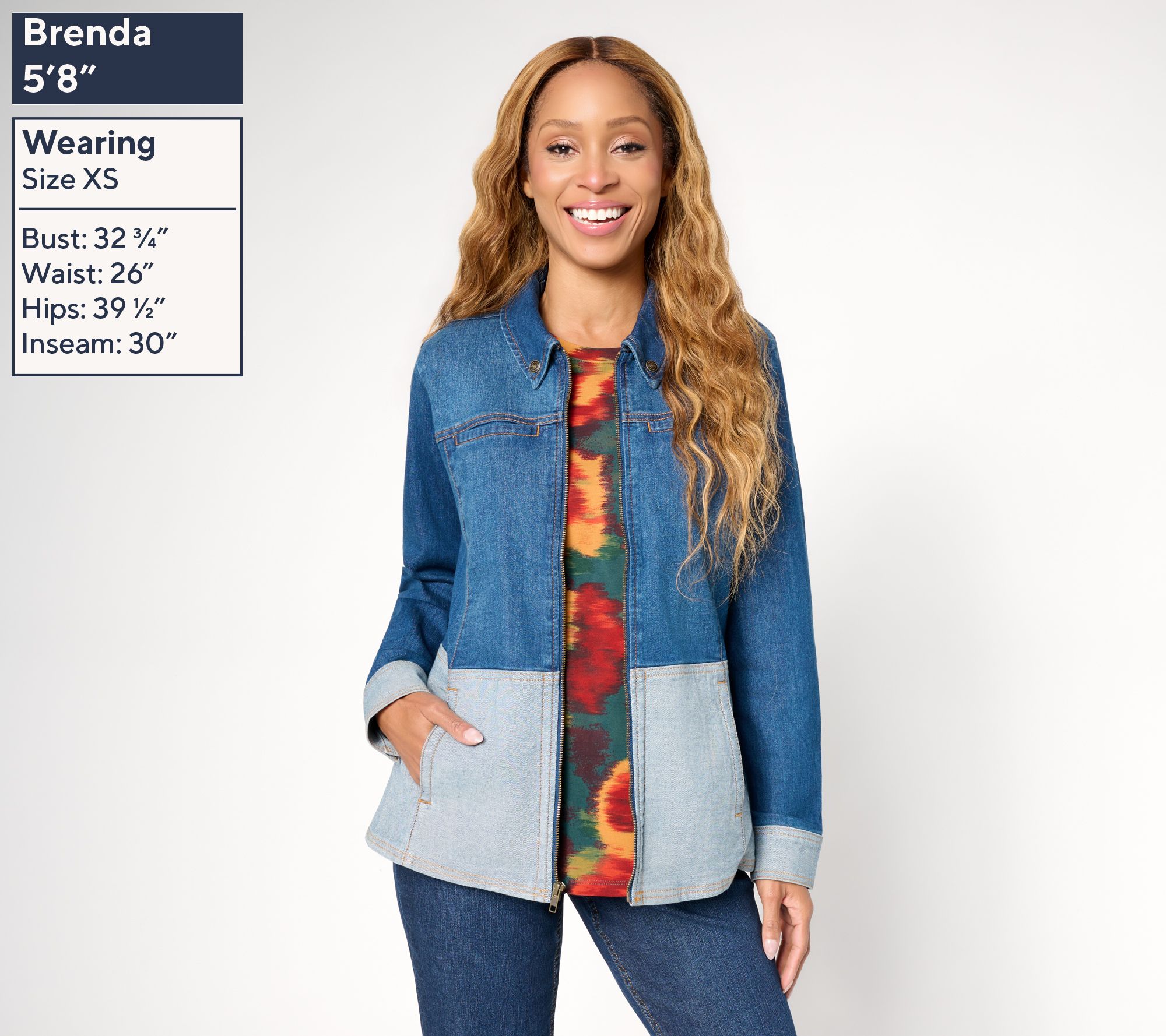 LOGO by Lori Goldstein Reverse Patchwork Denim Jacket | QVC
