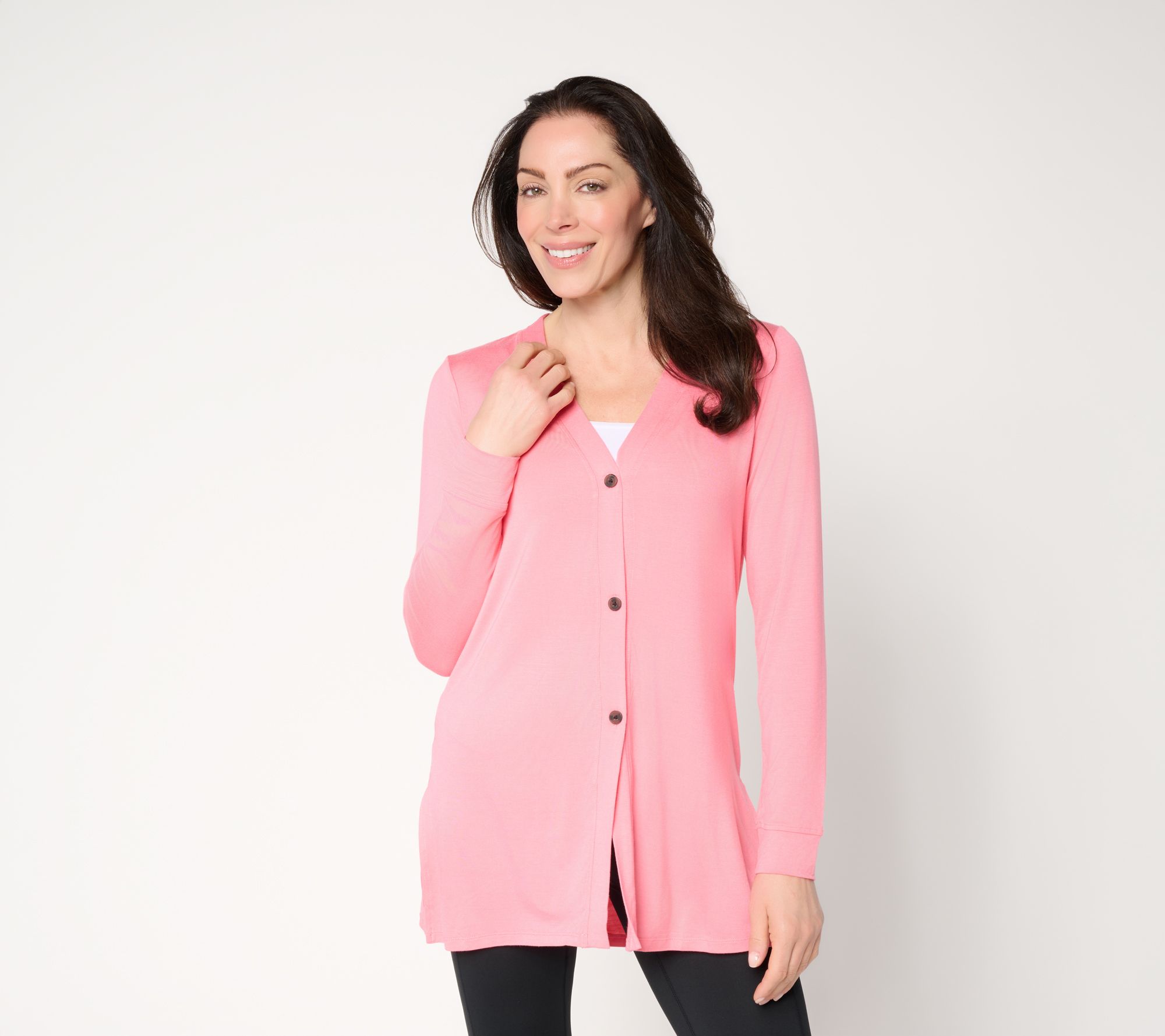 "As Is" Cuddl Duds Soft Stretch Button Front Cardigan