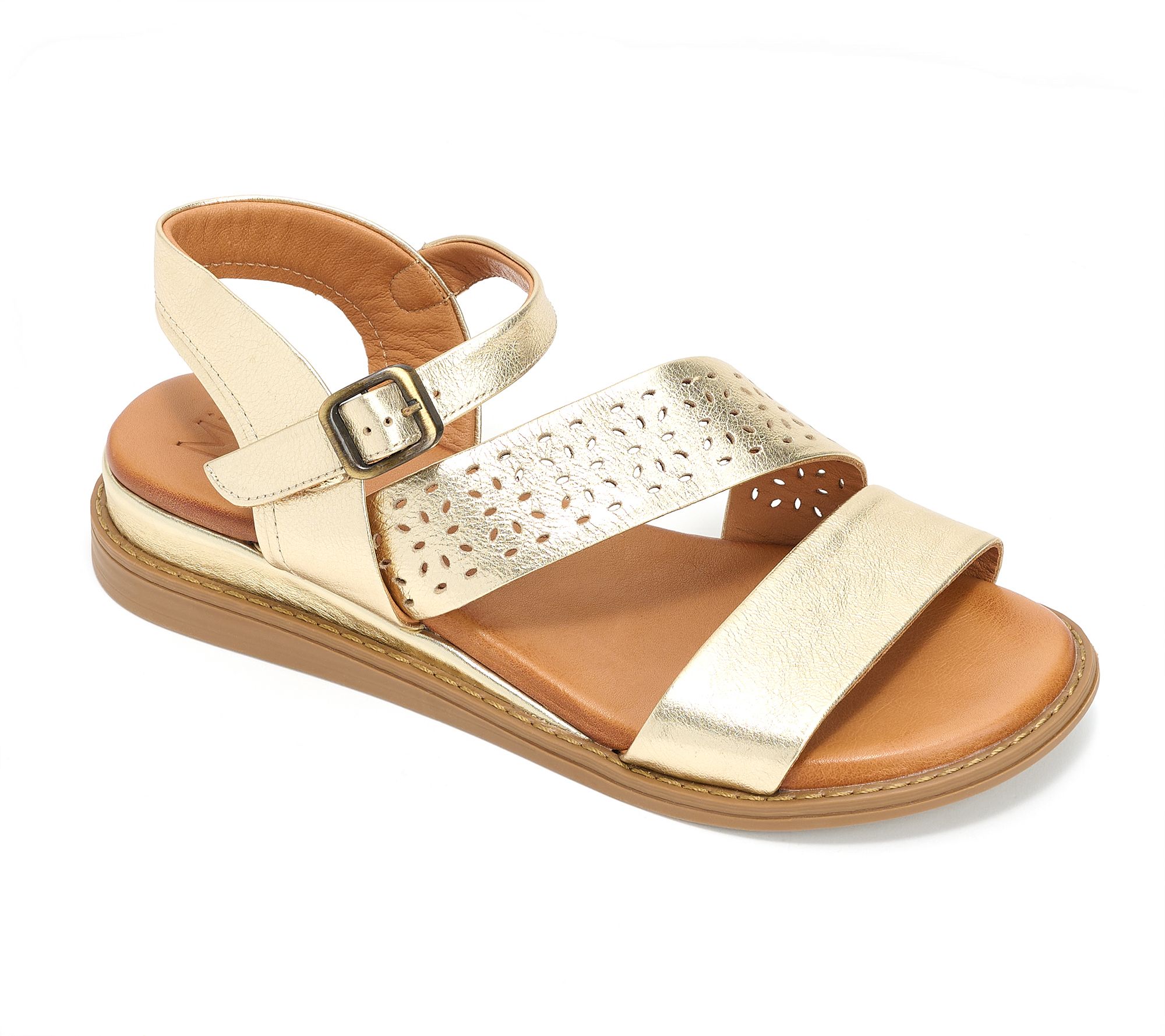 "As Is" Miz Mooz Leather Adjustable Wedge Sandals- Hazel