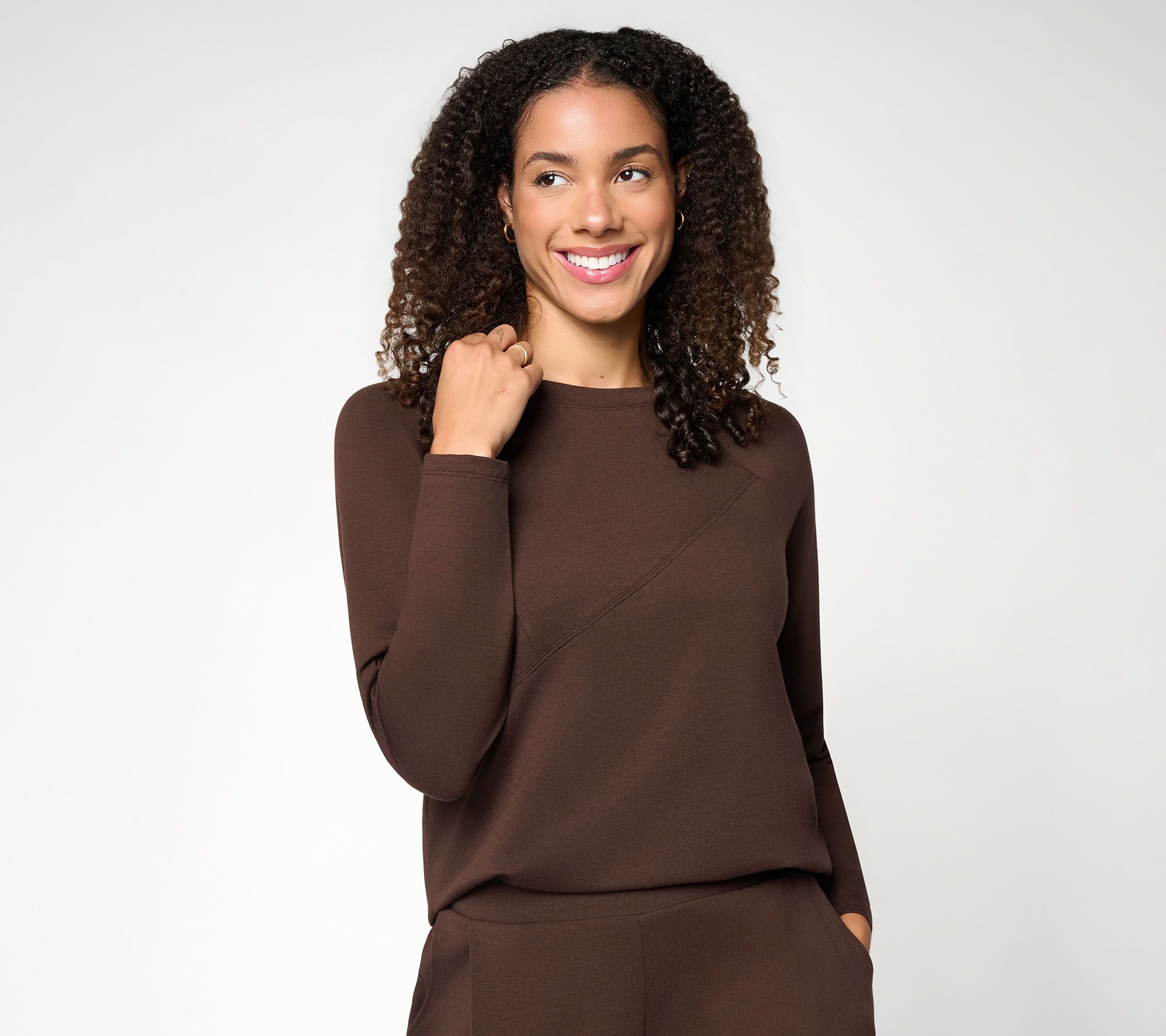 AnyBody Cozy Knit French Terry Scoop Neck Top