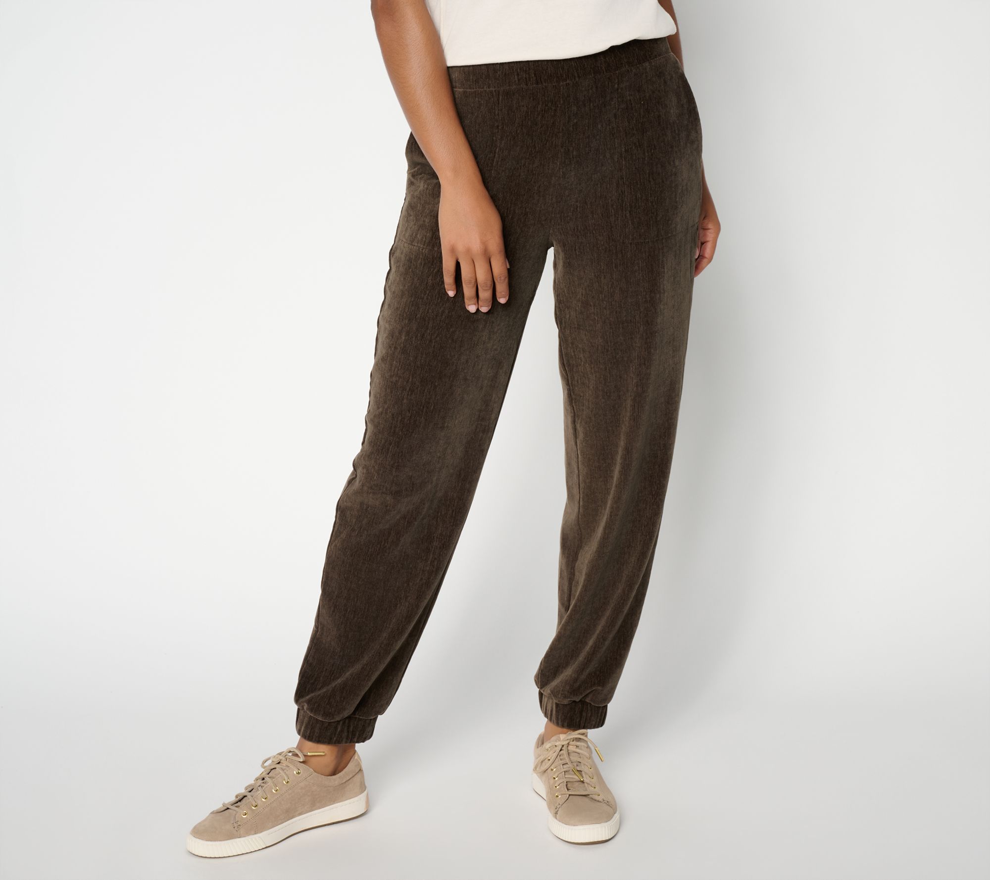 Susan Graver Petite Weekend Chenille Knit Ankle Jogger