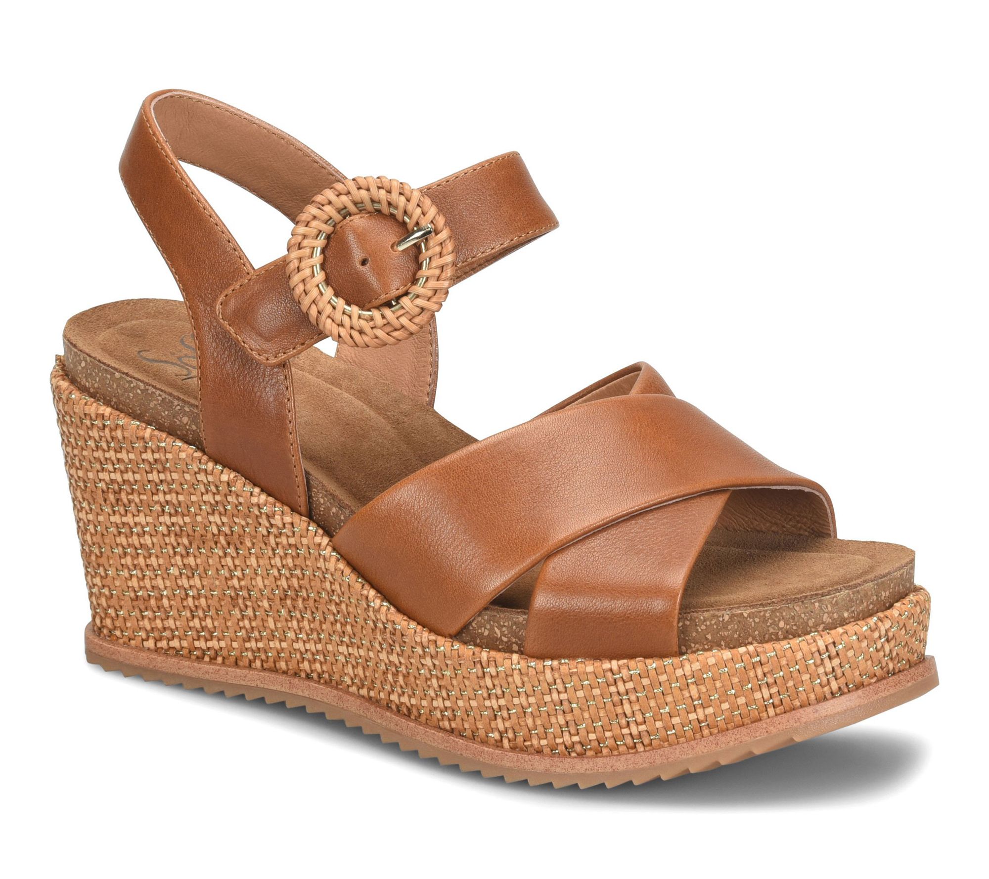 Sofft Leather Woven Espadrille Wedge Sandal - Dorathy