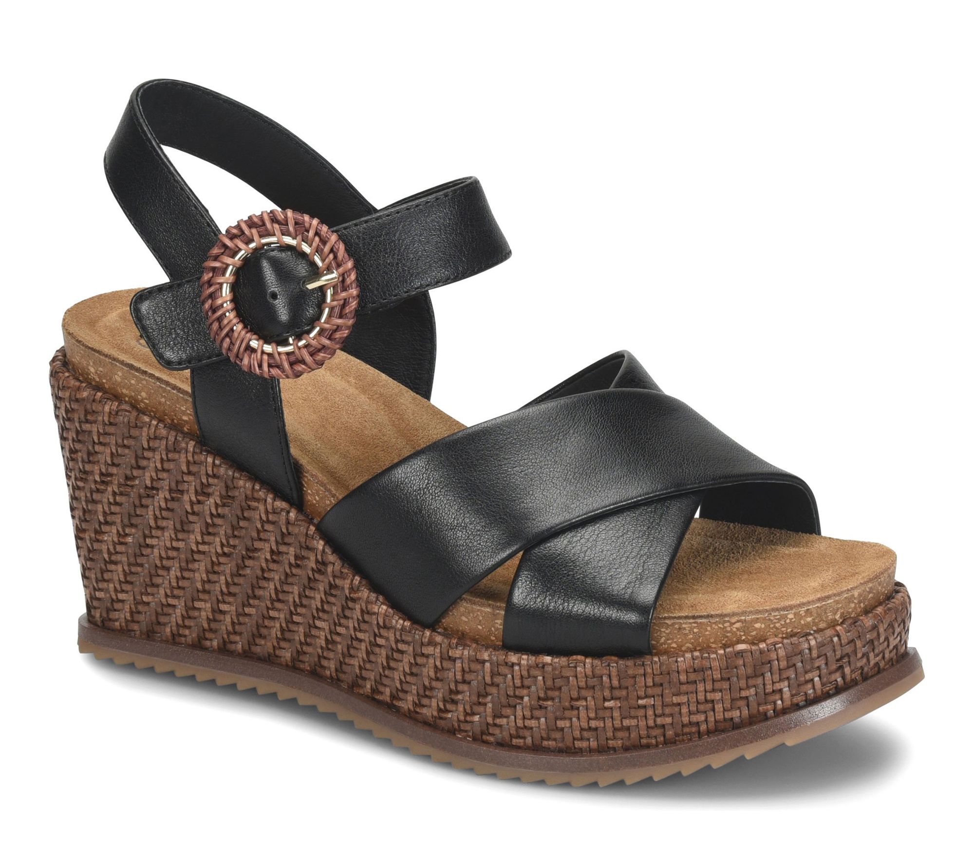 Sofft Leather Woven Espadrille Wedge Sandal - Dorathy
