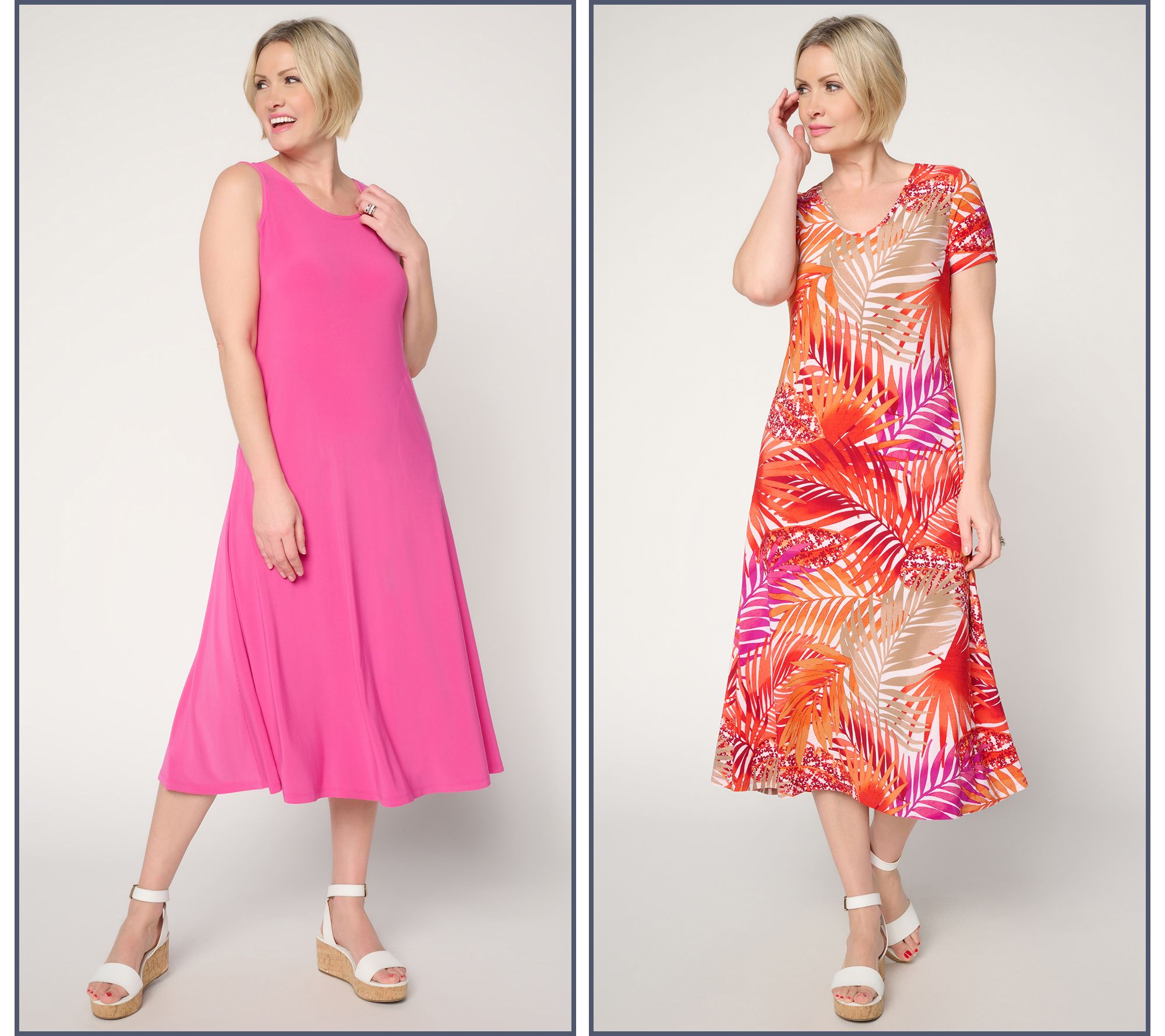 "As Is" Women with Control Petite Pack of 2 Como Jersey Midi Dresses