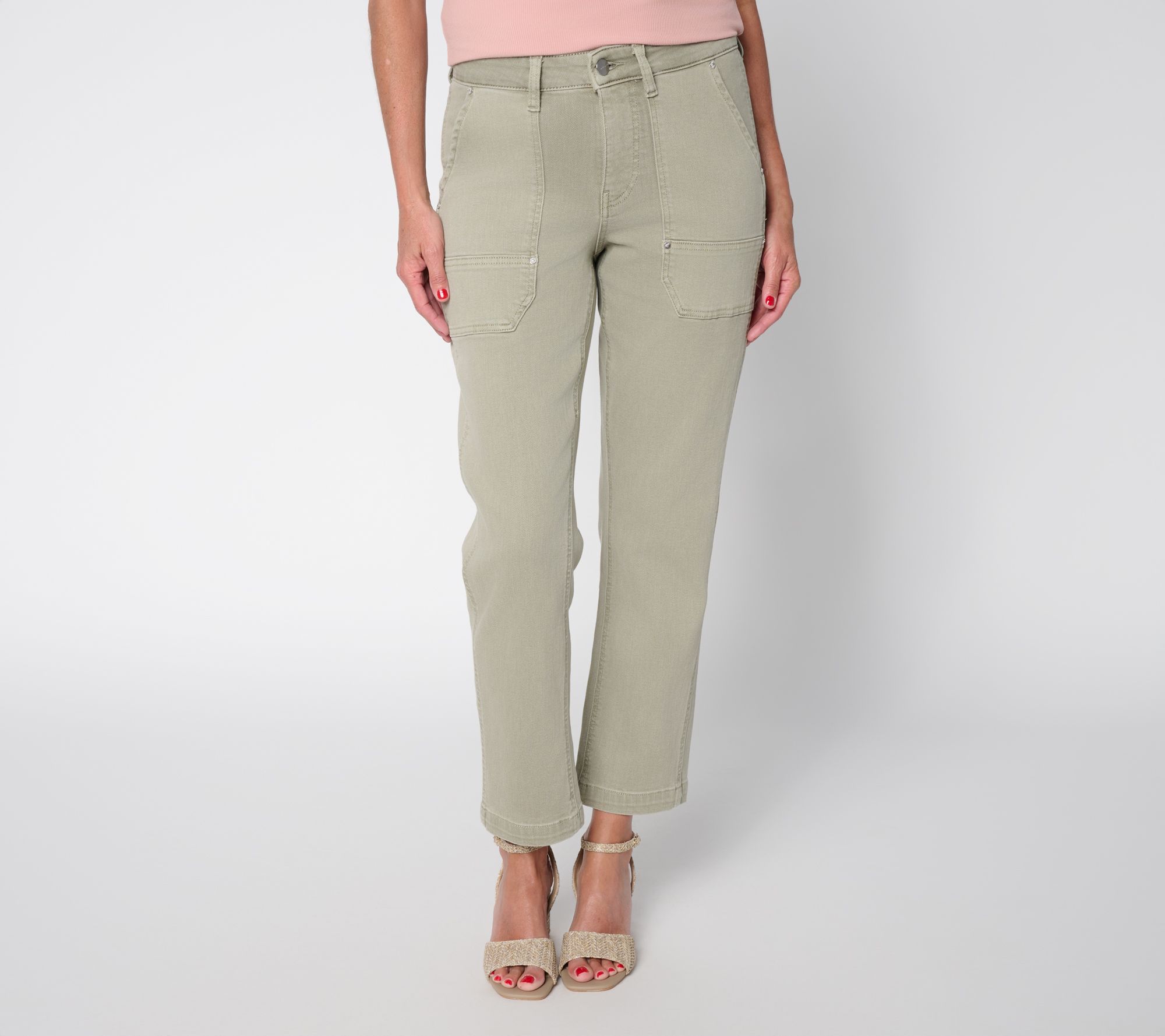 "As Is" Warp & Weft Petite SBN Stretch Utility Straight-Leg Jeans