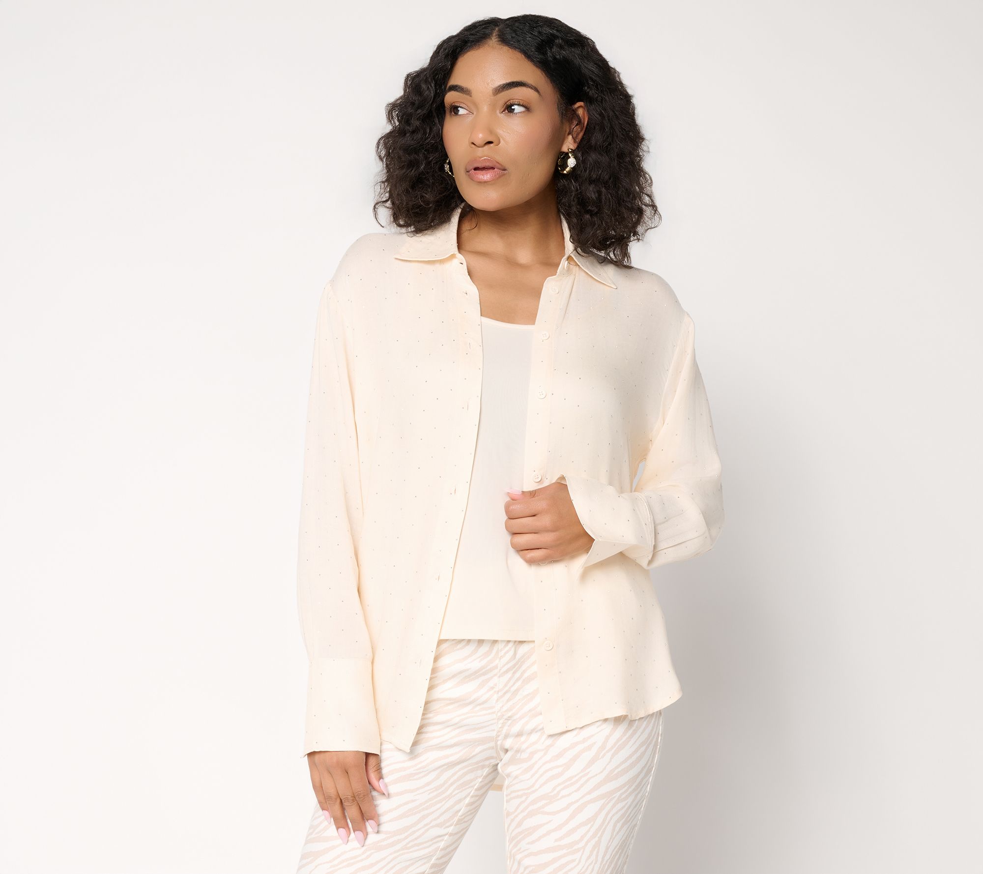 "As Is" RM Studio x Rebecca Minkoff Sparkle Organza Shirt w/Cami
