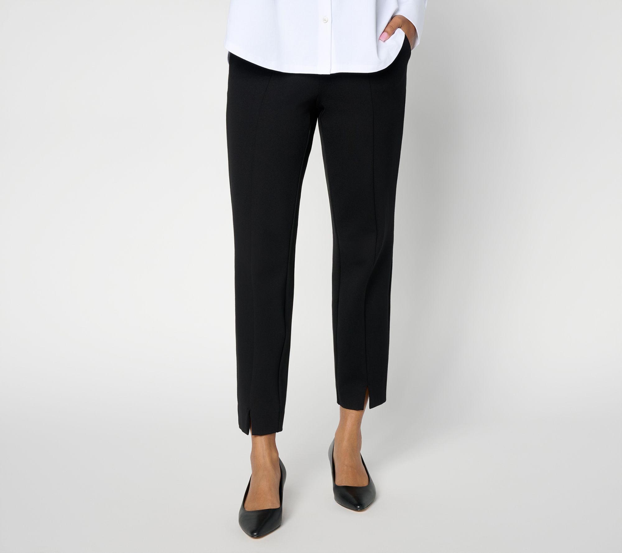 &BASICS Petite Refined Double Knit Essential Slim Leg Pants