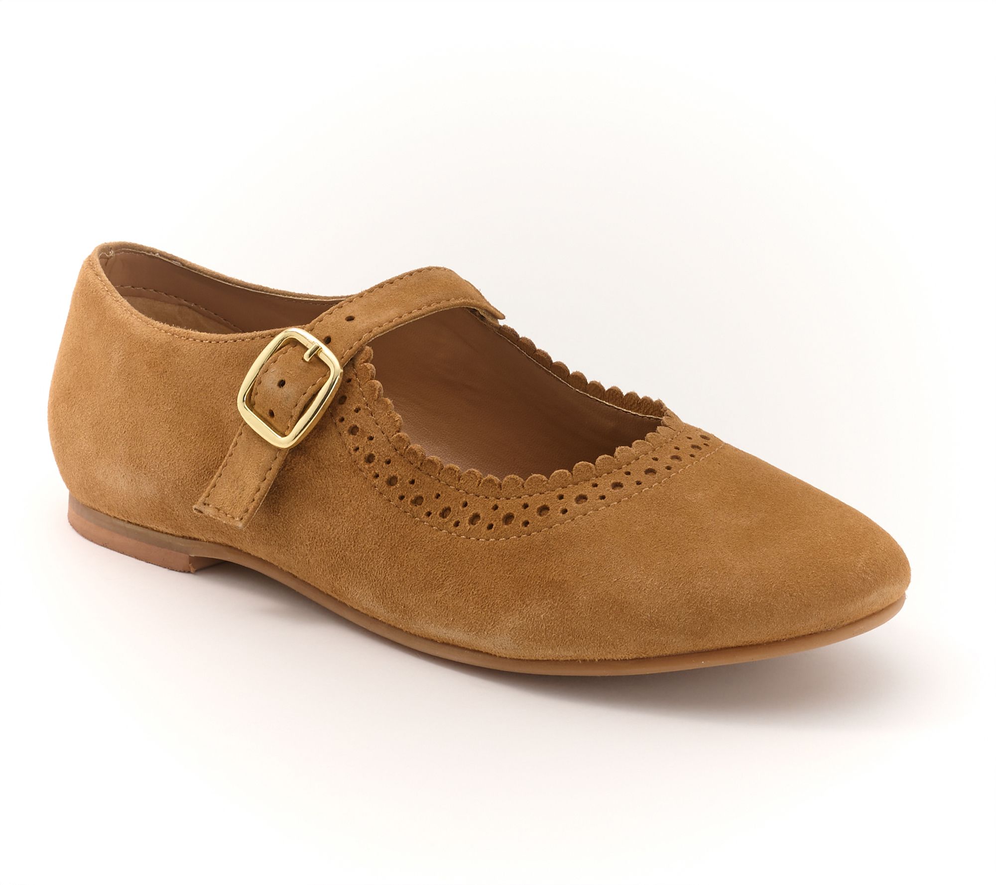 "As Is" Diba True Perforated Leather Mary-Janes -Sugar Coat