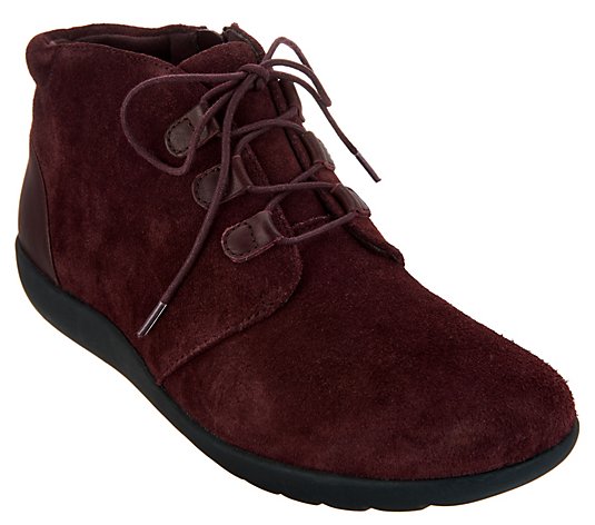Clarks Leather Lace-up Ankle Boots - Medora Sage - QVC.com