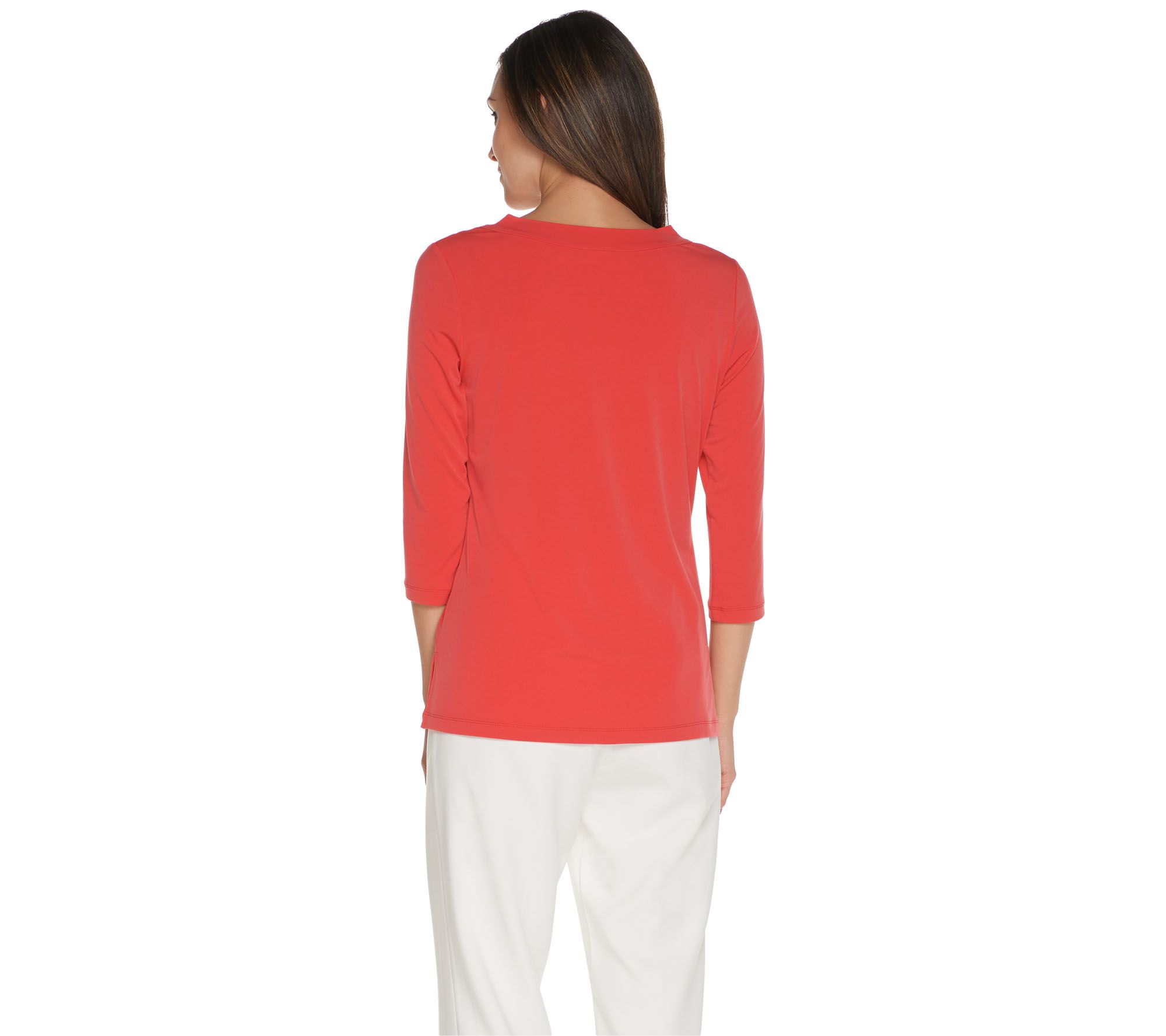 As Is Susan Graver Modern Essentials Liquid Knit V Neck Top