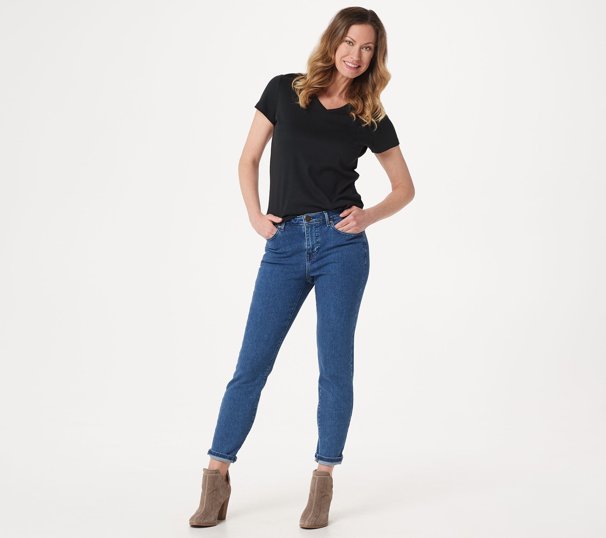 BROOKE SHIELDS Timeless Petite Ankle Jeans- Indigo - QVC.com