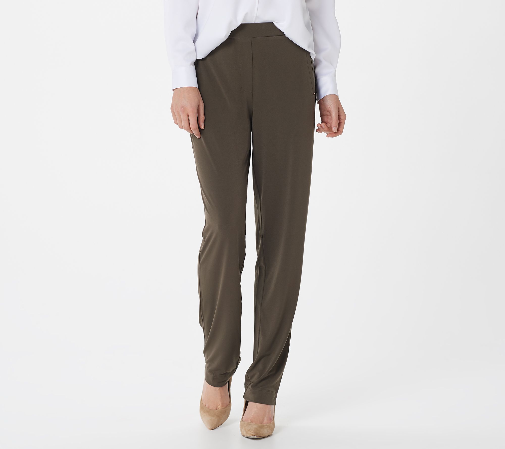 Susan Graver Petite Liquid Knit Straight-Leg Pants