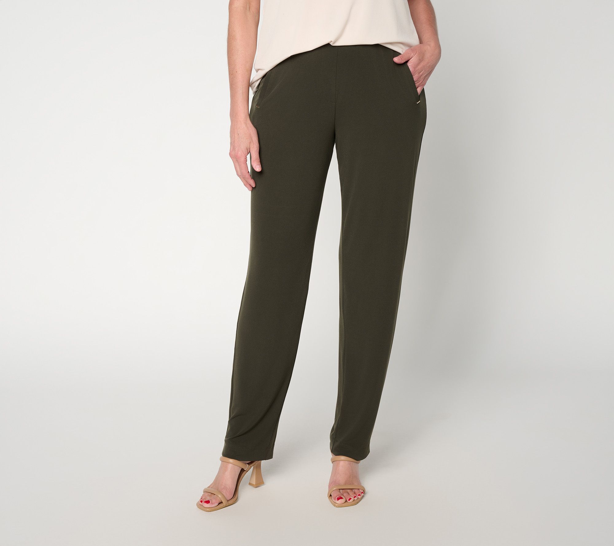 Susan Graver Petite Liquid Knit Straight-Leg Pants
