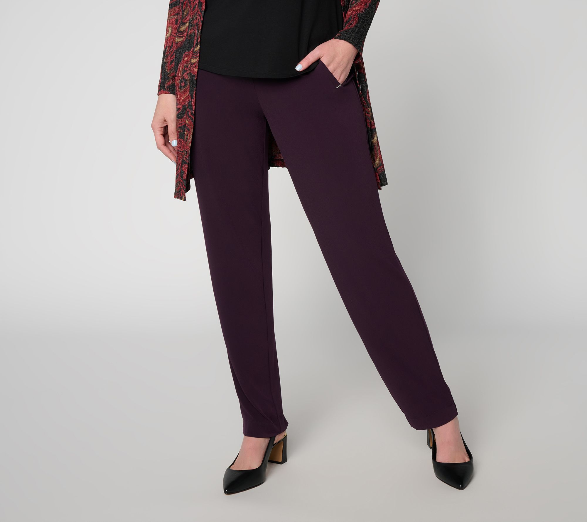 Susan Graver Petite Liquid Knit Straight-Leg Pants