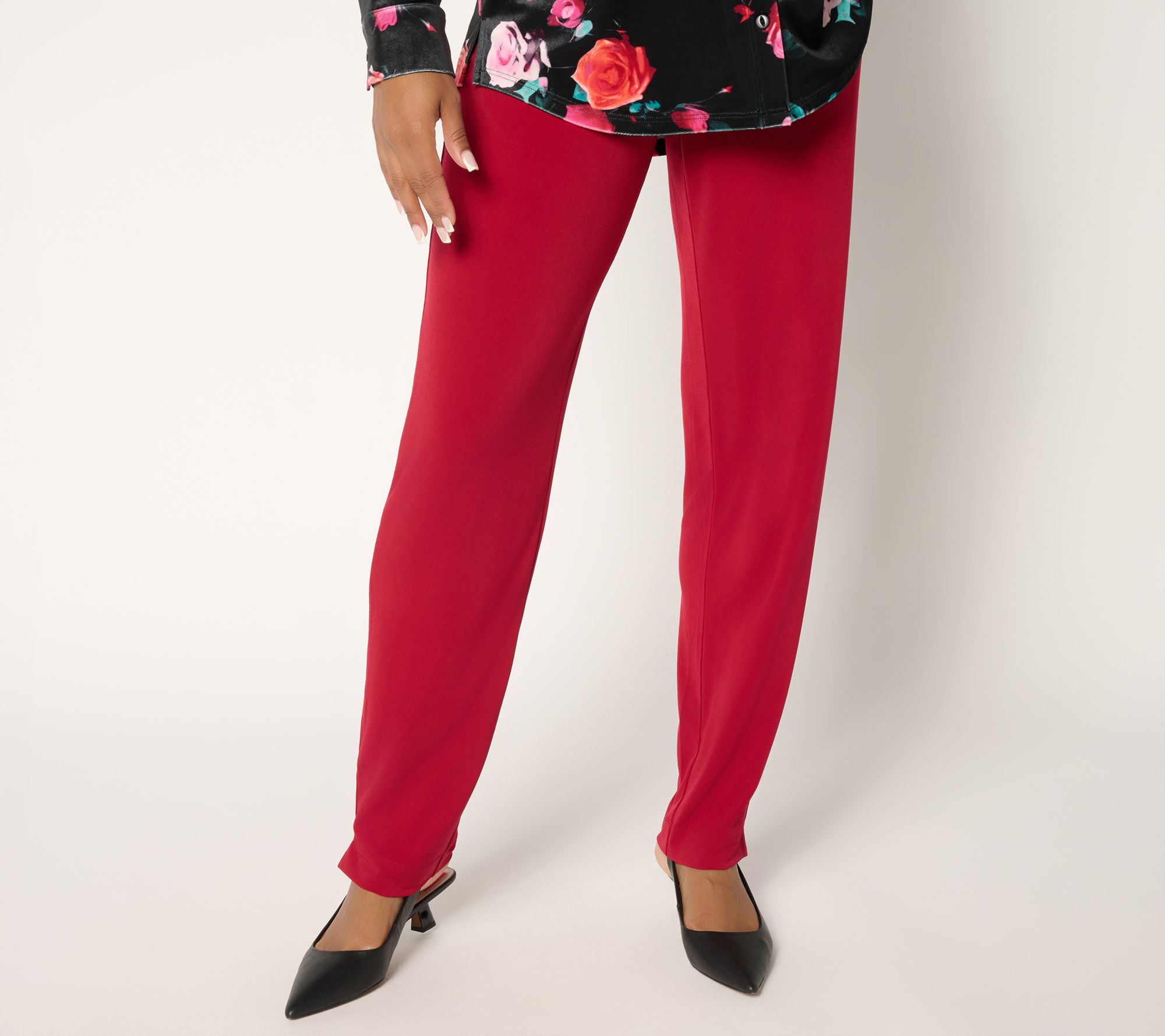 Susan Graver Petite Liquid Knit Straight-Leg Pants