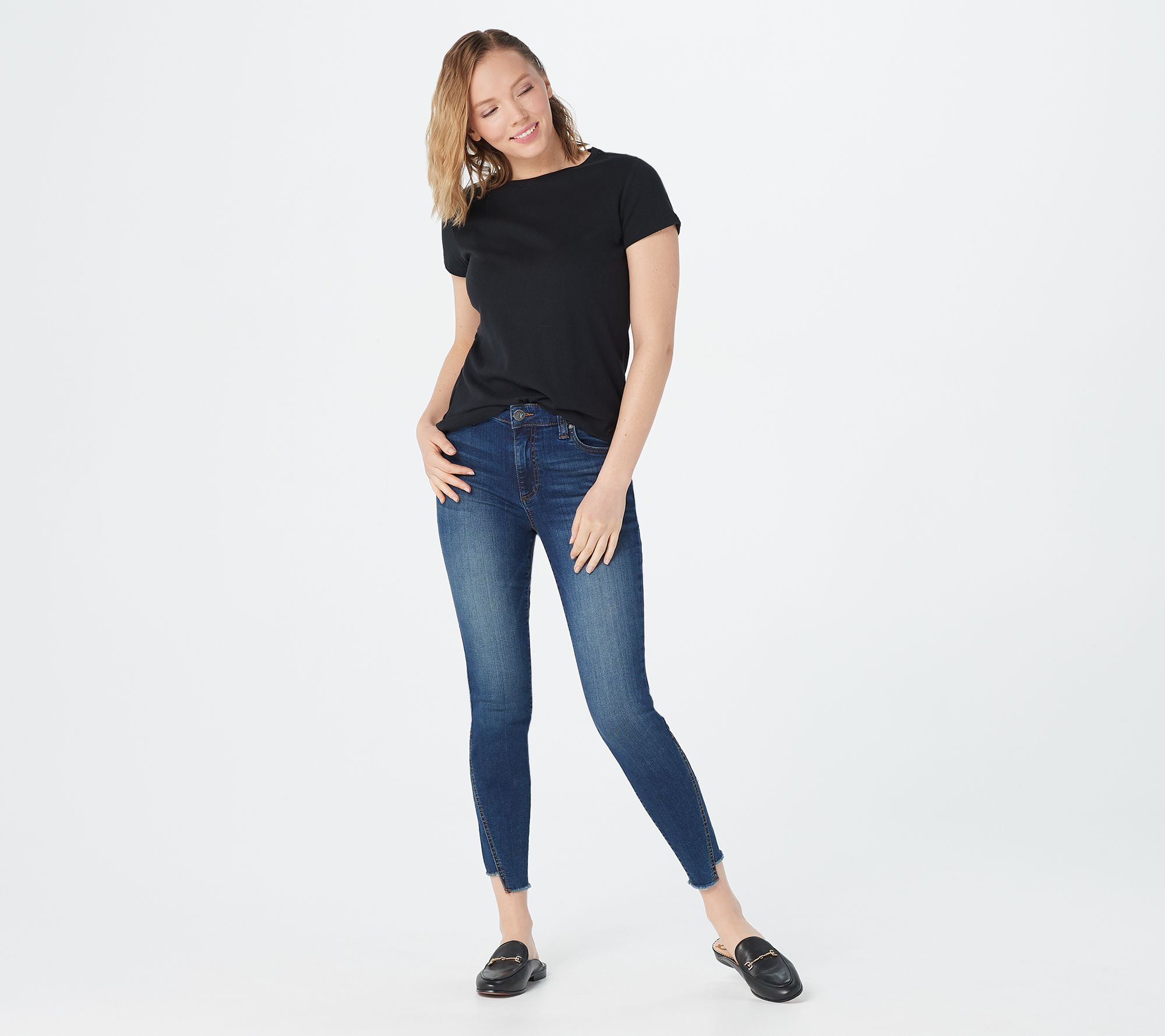 KUT from the Kloth Connie Side Step Hem Ankle Jeans - QVC.com