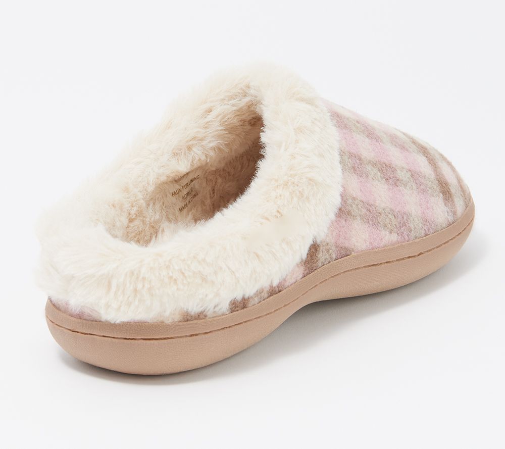 "As Is" Clarks Women's Novelty Clog Slippers with Faux Fur Trim