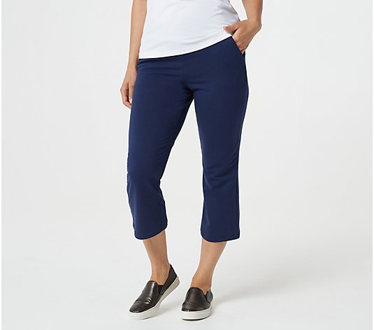 Denim & Co. Petite Active French Terry Pull-On Crop Kick Flare Pant