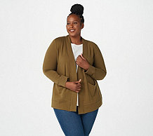  Denim & Co. Active Brushed Back Jersey Open Front Cardigan - A388268