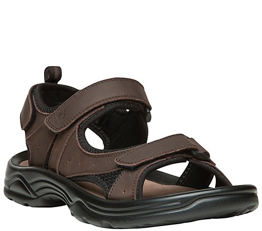 Propet Men's Three-Strap Leather Sandals - Daytona
