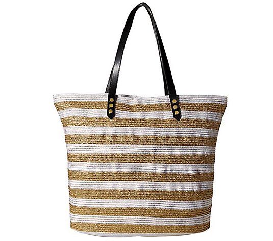 Bay Sky Gold Stripe Poly Braid Tote Bag
