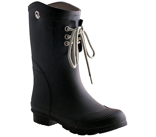 Nomad Lace-Up Detail Rubber Rain Boots -  KellyB