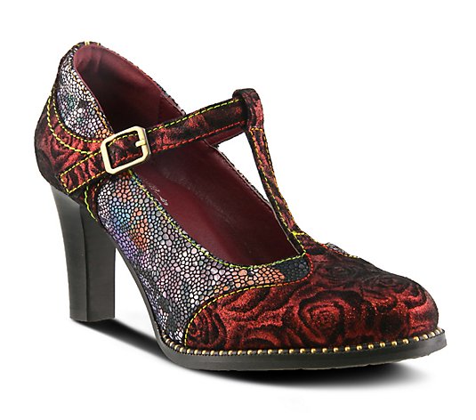 L'Artiste by Spring Step Leather T-Strap Pumps- Mazie
