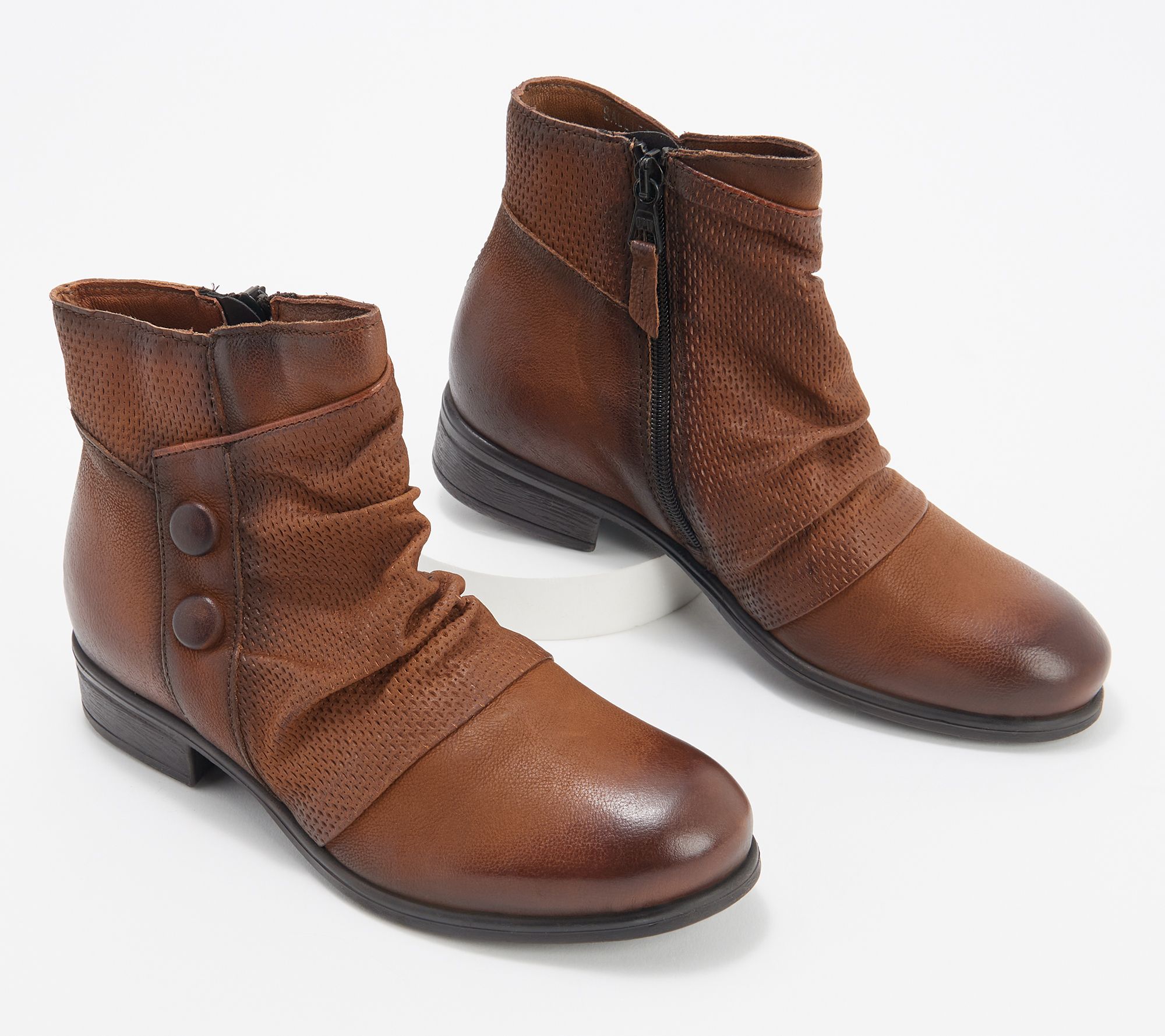 Miz Mooz Leather Wide Width Ankle Boots- Sallie, Size EU39W(8.5-9W), Hazelnut