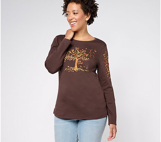 Quacker Factory Fall Breeze Embroidered Top