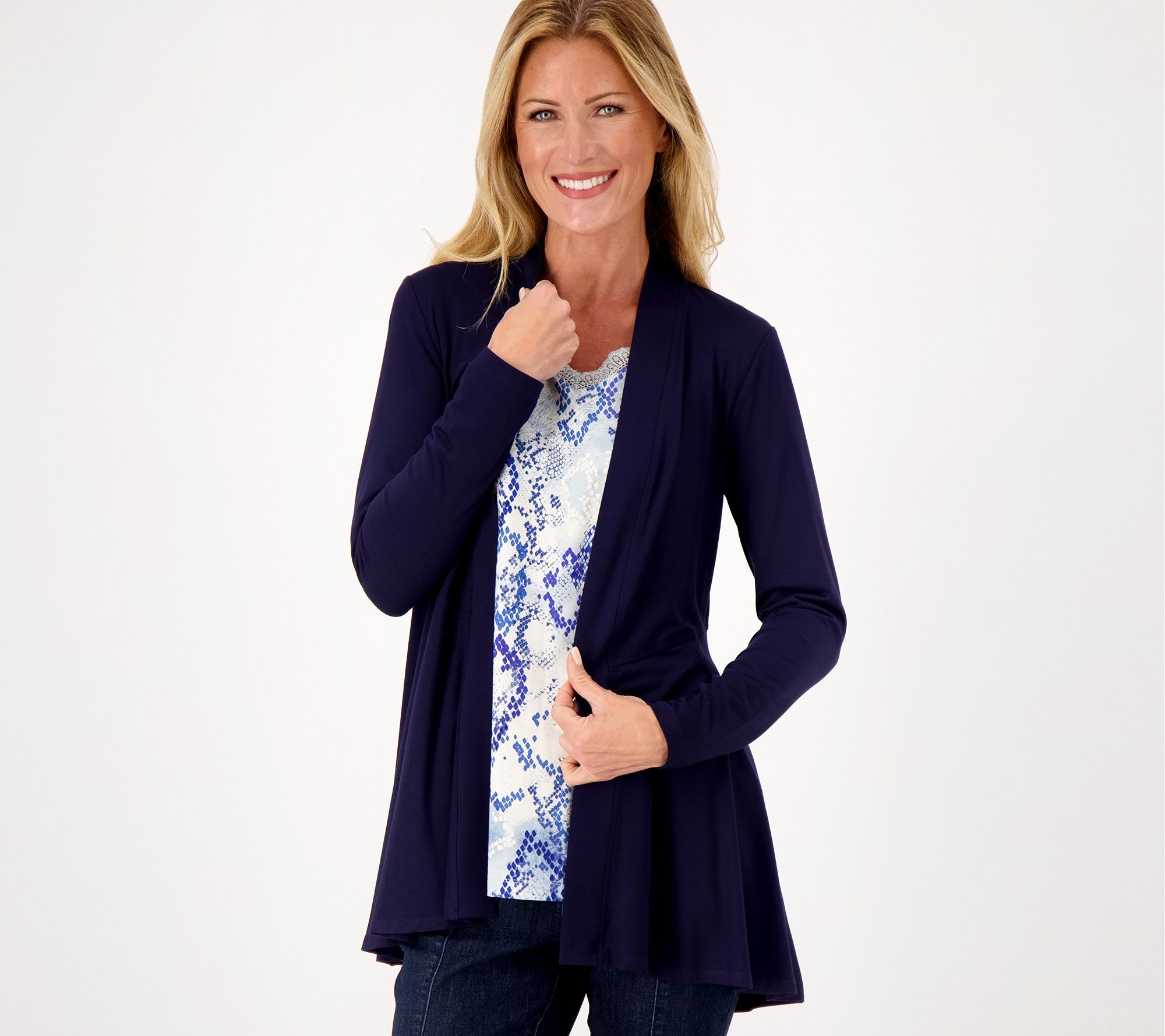 Susan Graver Weekend Essentials Reg Cool Touch Peplum Cardigan - QVC.com