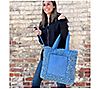 Sprigs Faux Fur Tote with Laptop Sleeve and Removable Crossbody Strap, 1 of 2