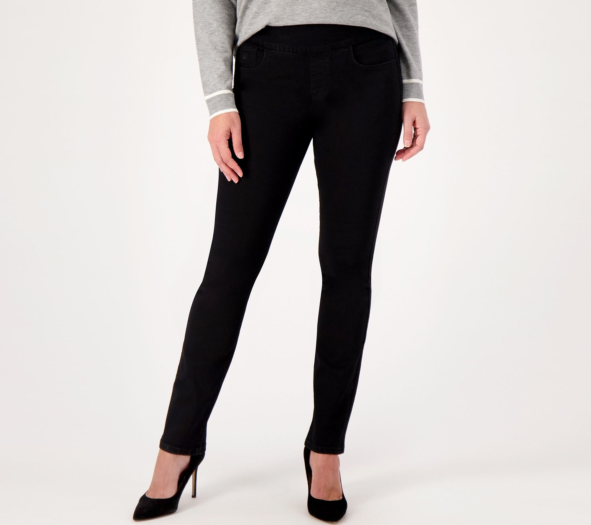 "As Is" Gloria Vanderbilt Amanda Pull On Jeans- Black Rinse