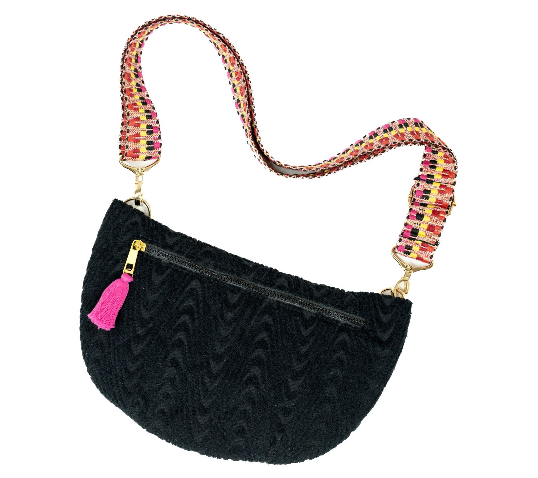 Sprigs Textured Terrycloth Handbag w/AdjustablePrinted Strap